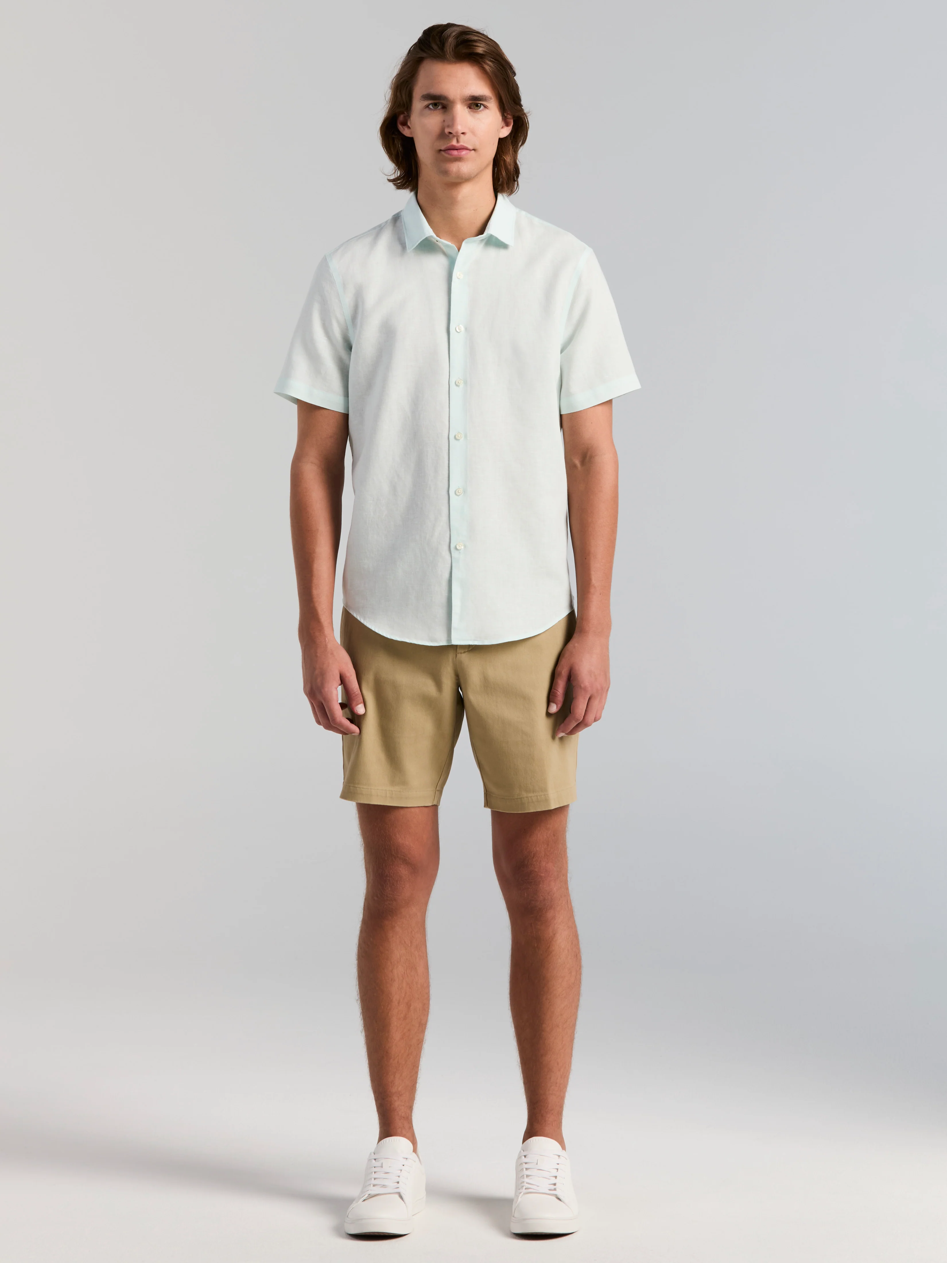 Solid Linen Blend Short Sleeve Shirt - Image 5