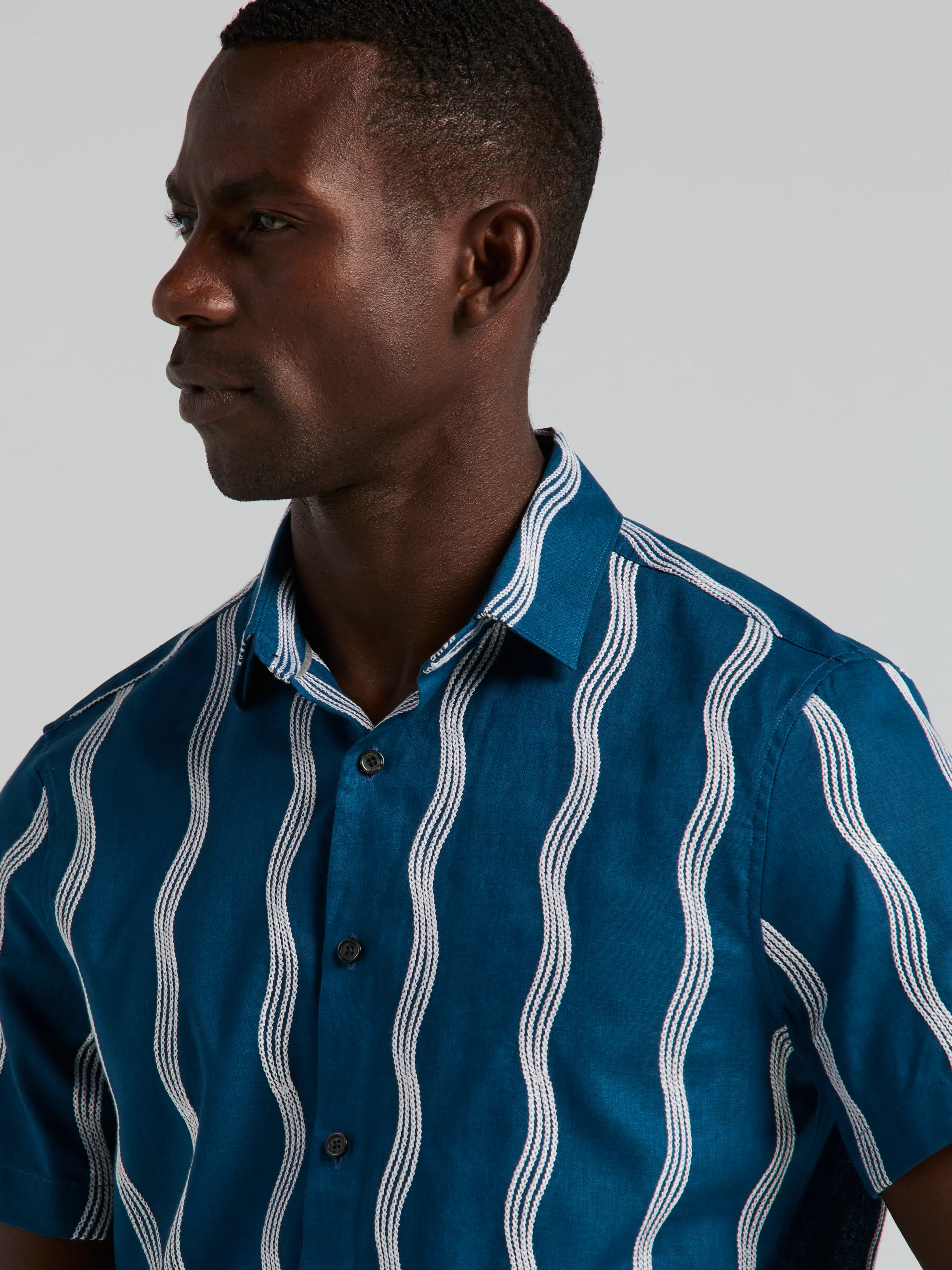 Linen Cotton Wave Print Shirt - Image 2