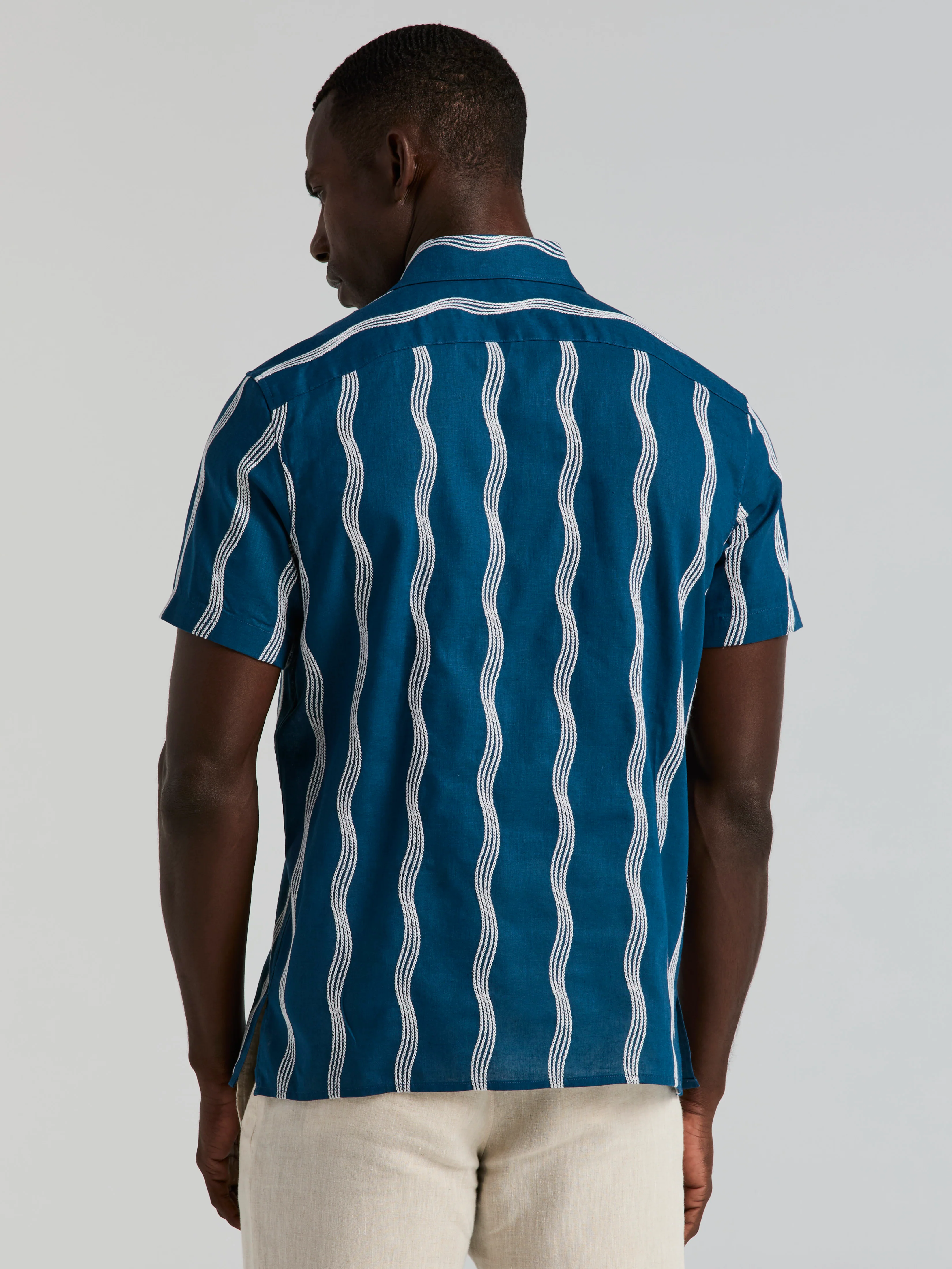 Linen Cotton Wave Print Shirt - Image 3