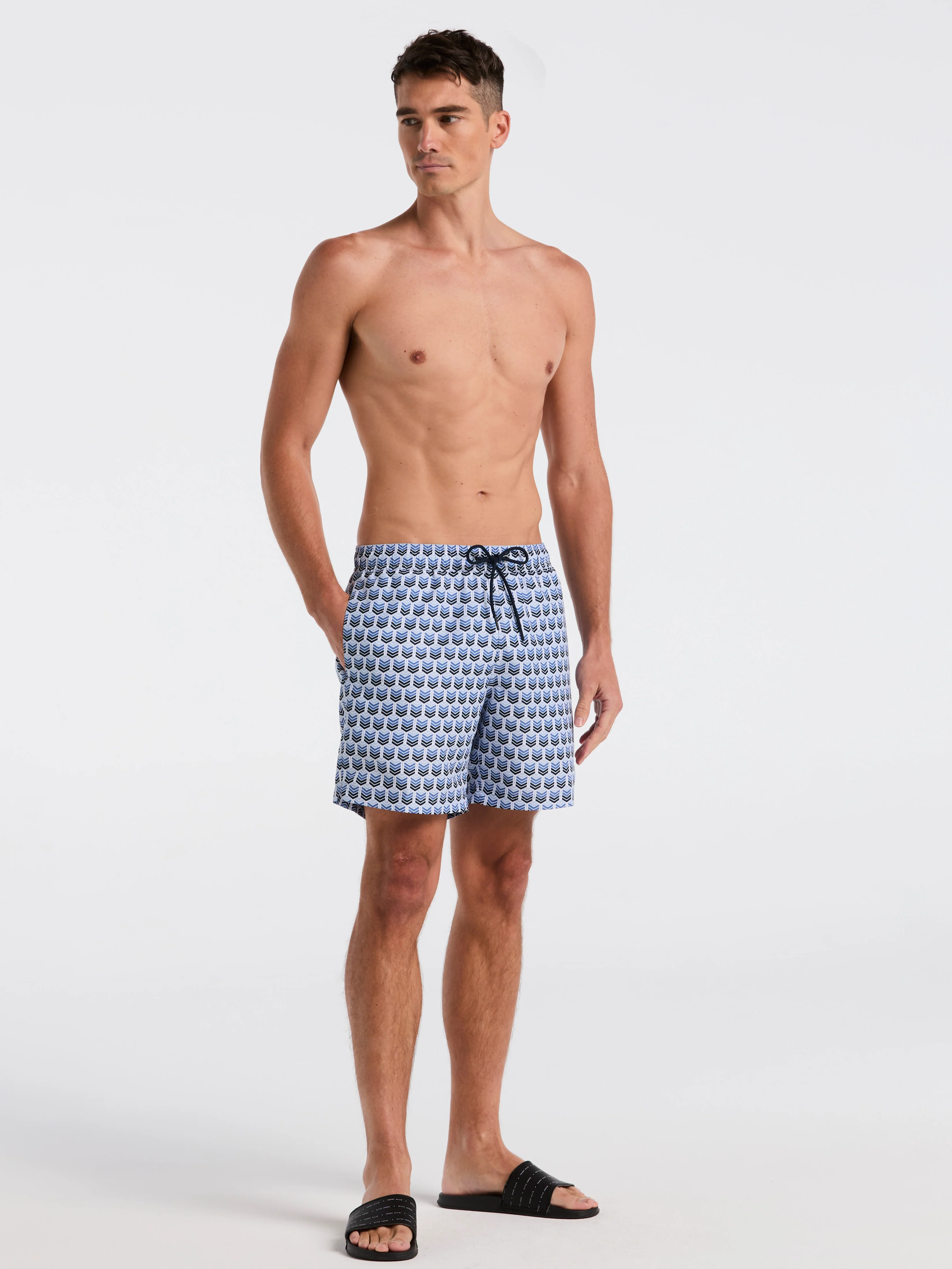 Chevron Print Swim Trunk
