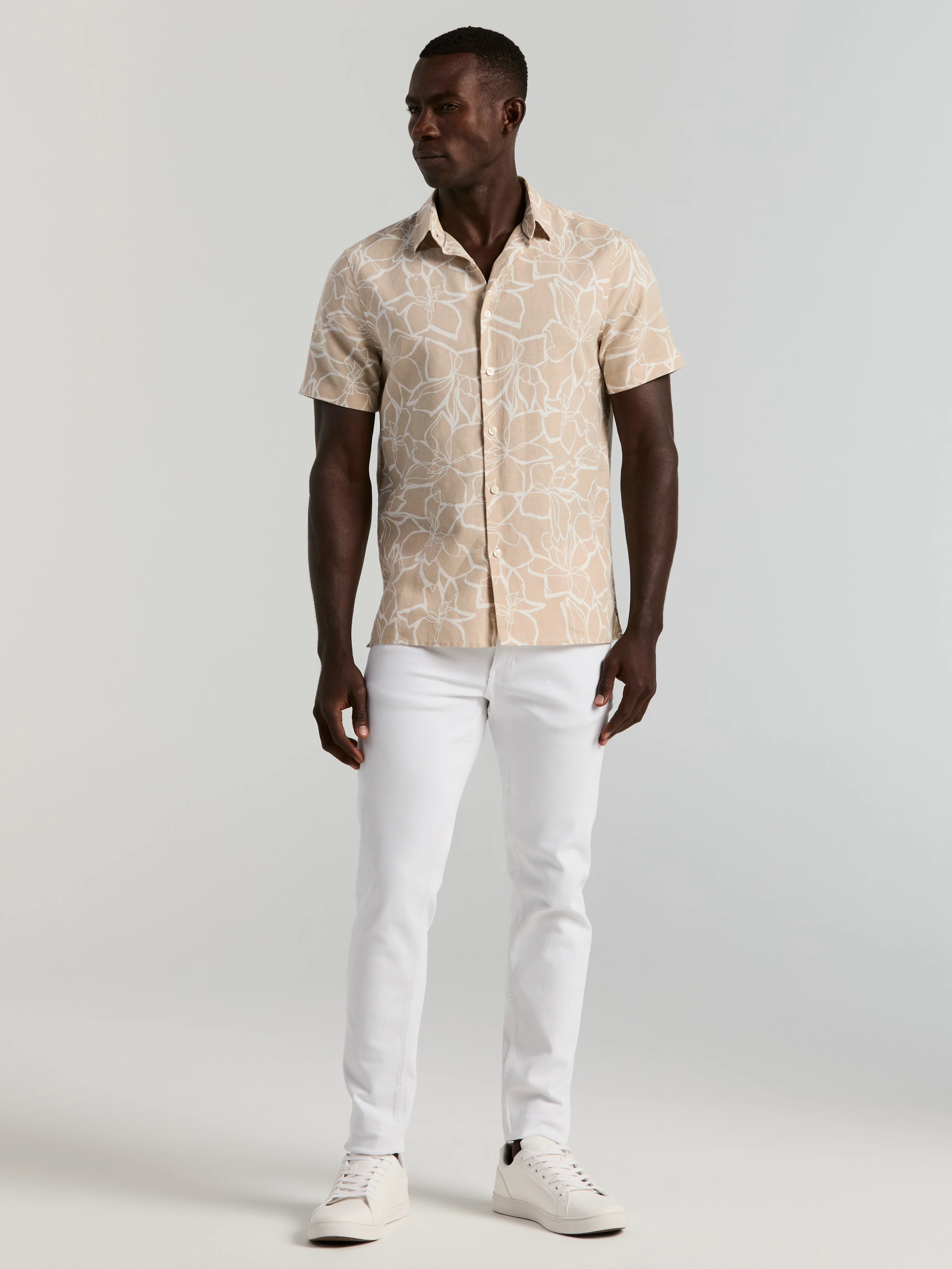 Linen Blend Floral Print Shirt - Image 9