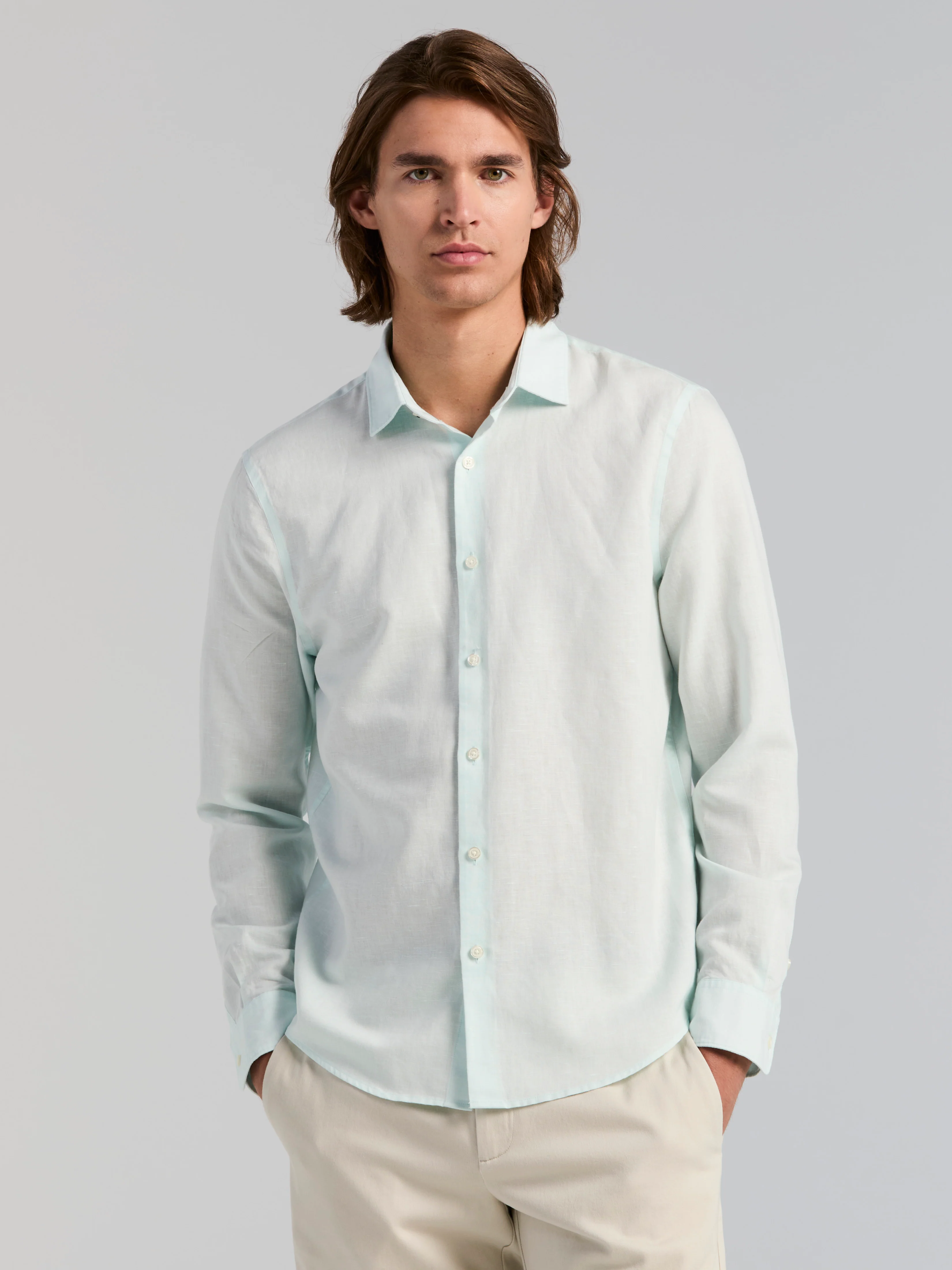 Linen Blend Long Sleeve Shirt