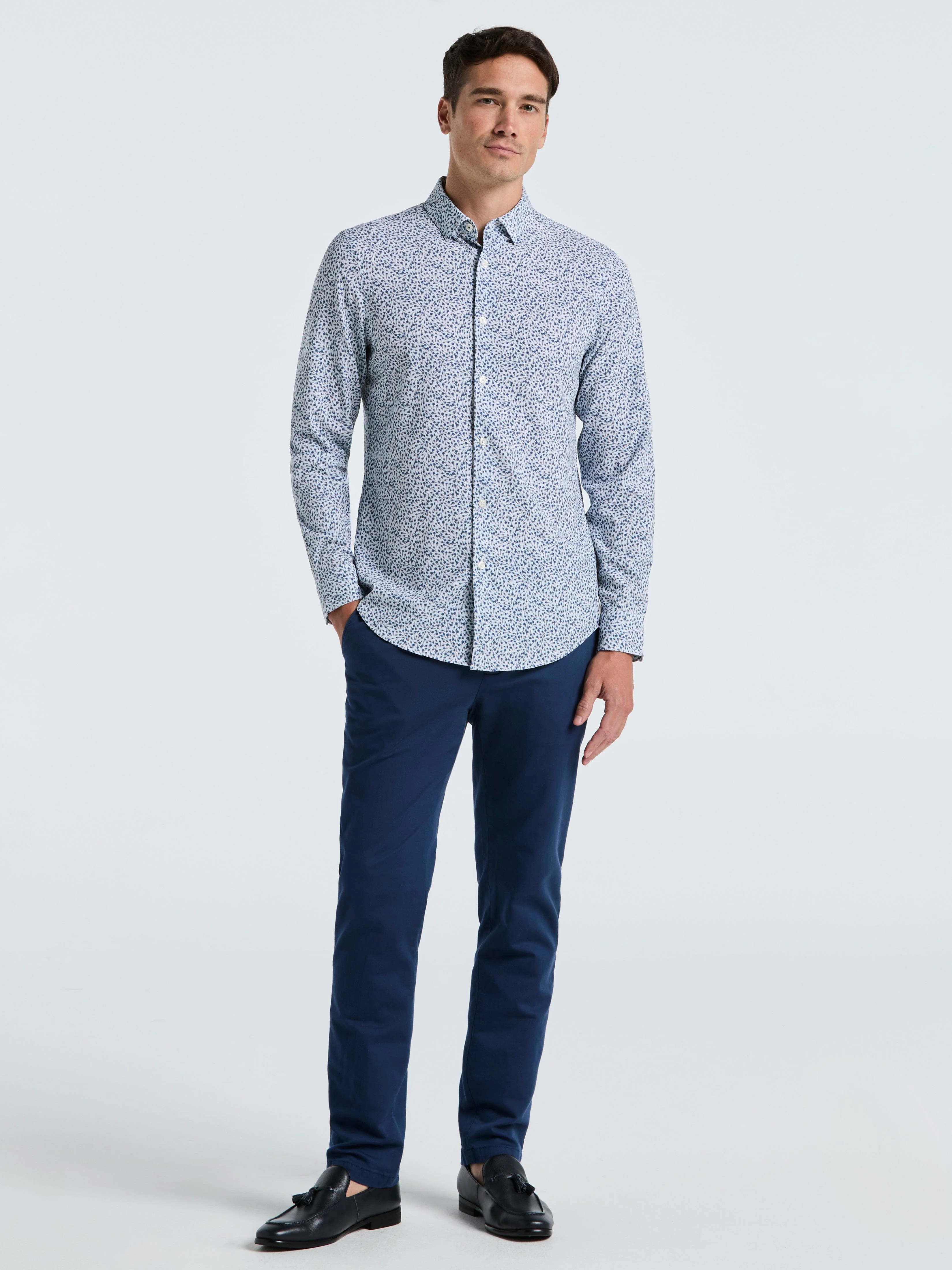 Micro Floral Print Slim Fit Shirt - Image 4