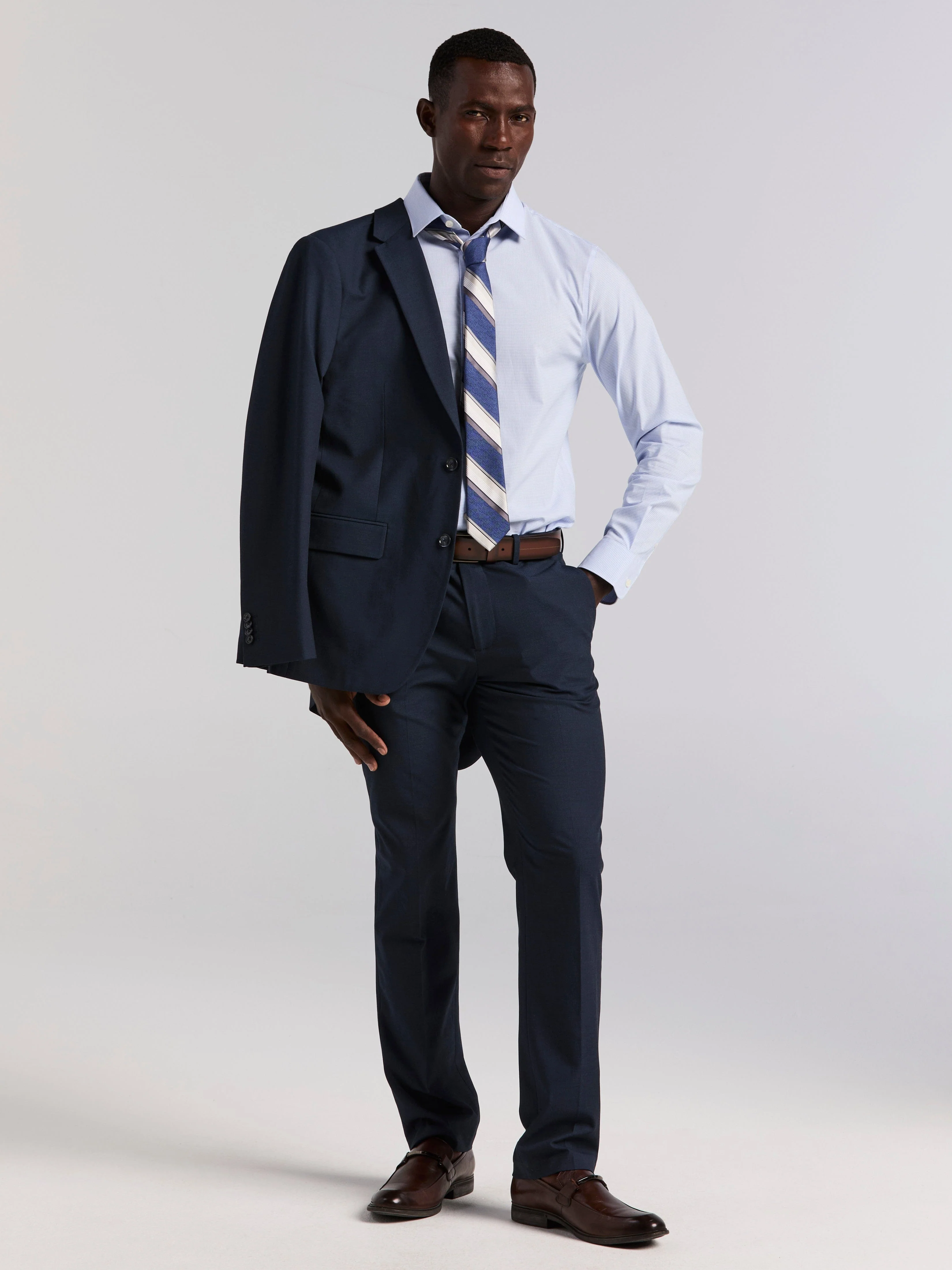 Slim Fit Cotton Stretch Mini Check Dress Shirt - Image 5