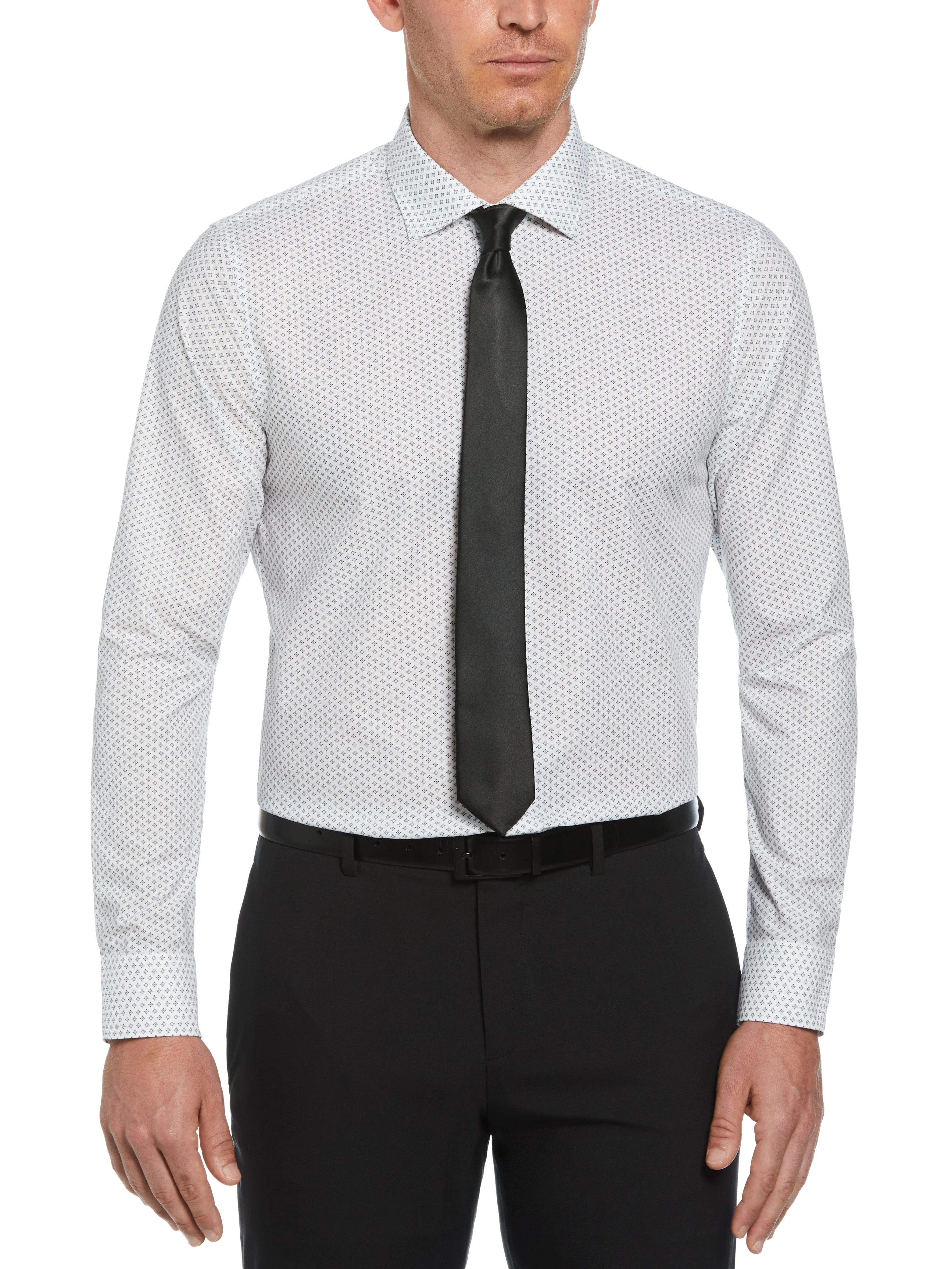 Slim Fit Button-Down Mini Geo Pattern Dress Shirt