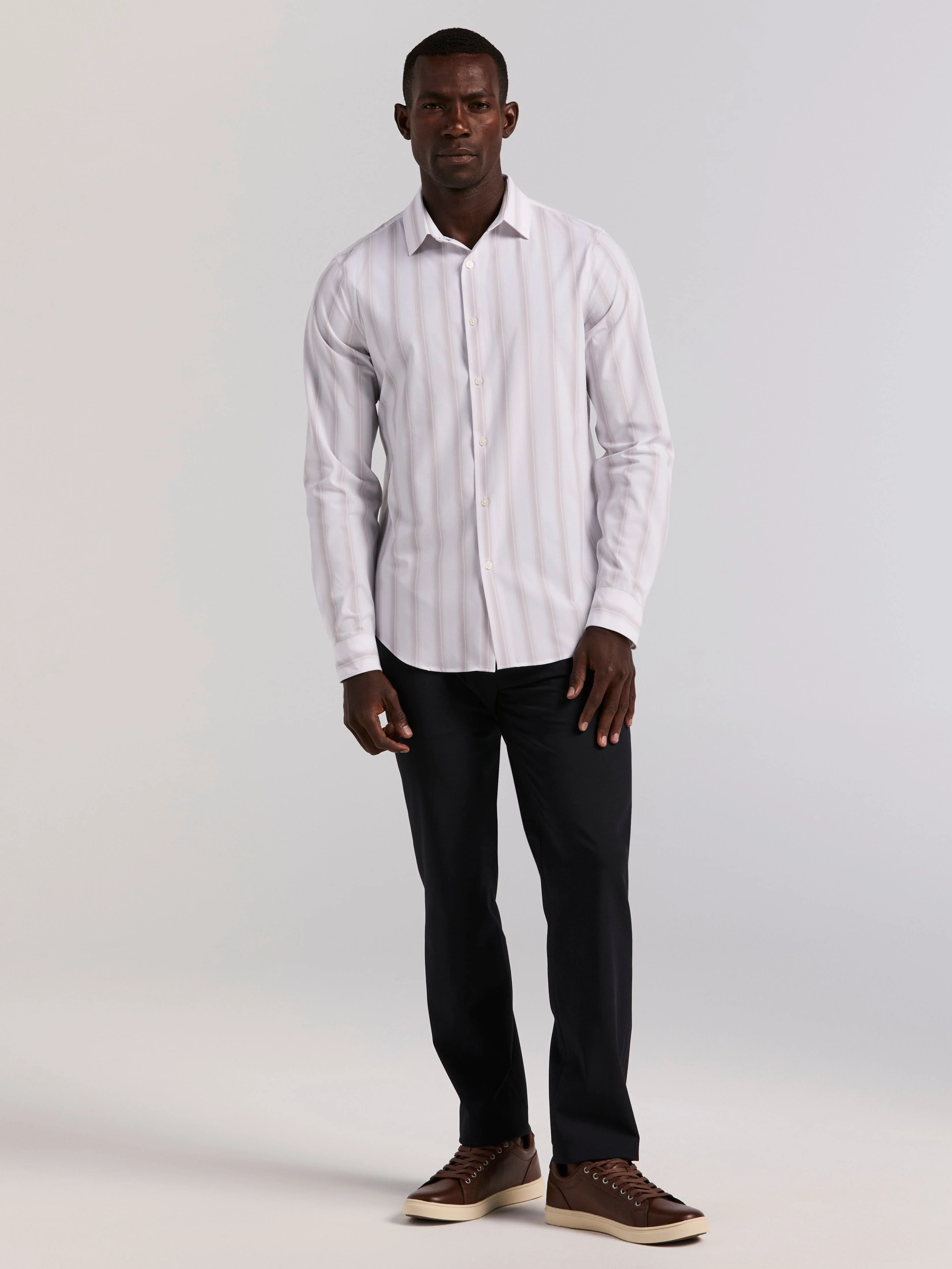 Ombre Stripe Long Sleeve Slim Fit Shirt - Image 3