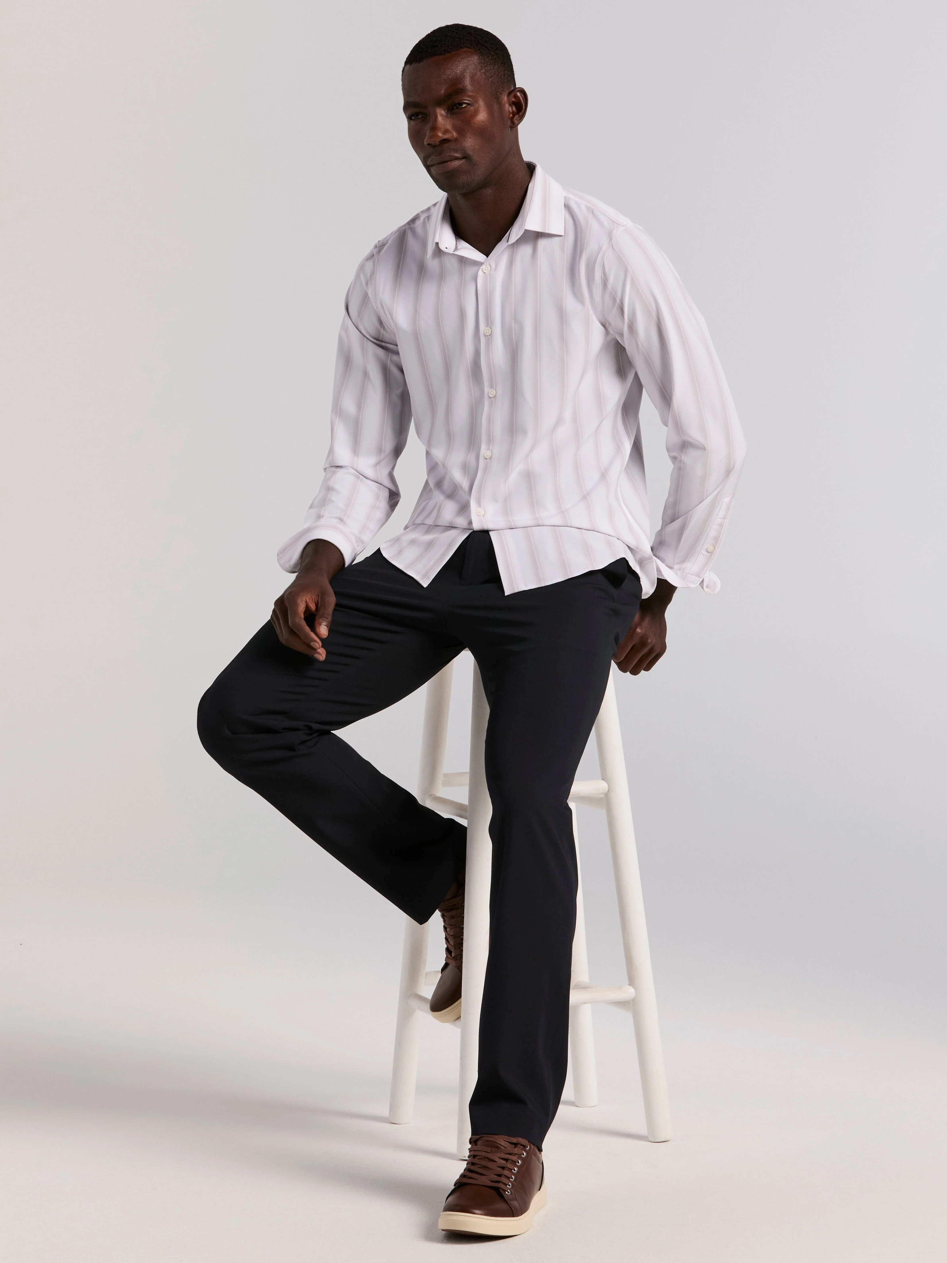 Ombre Stripe Long Sleeve Slim Fit Shirt - Image 5