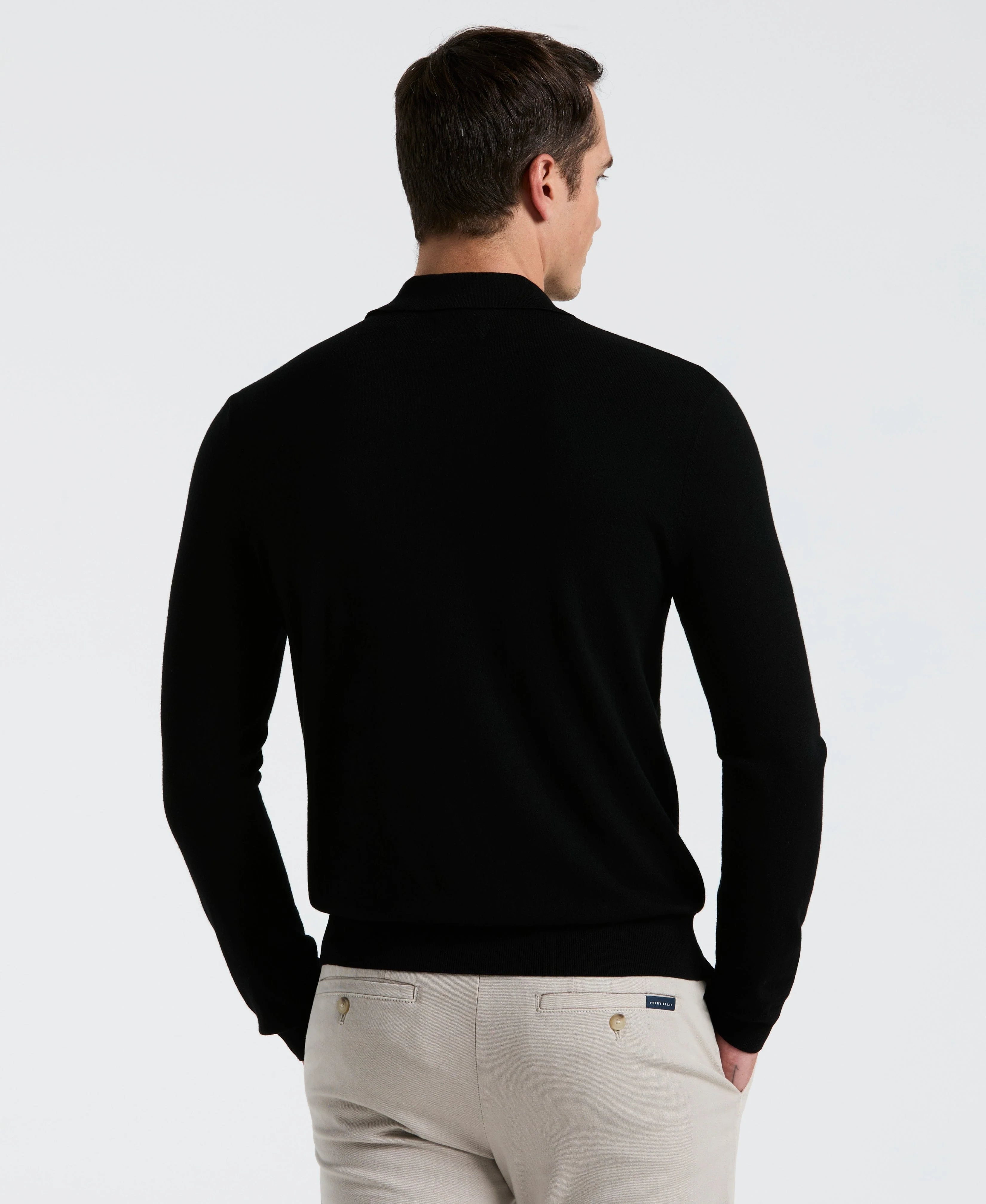 Tech Knit Open Collar Sweater Polo Long Sleeve - Image 11