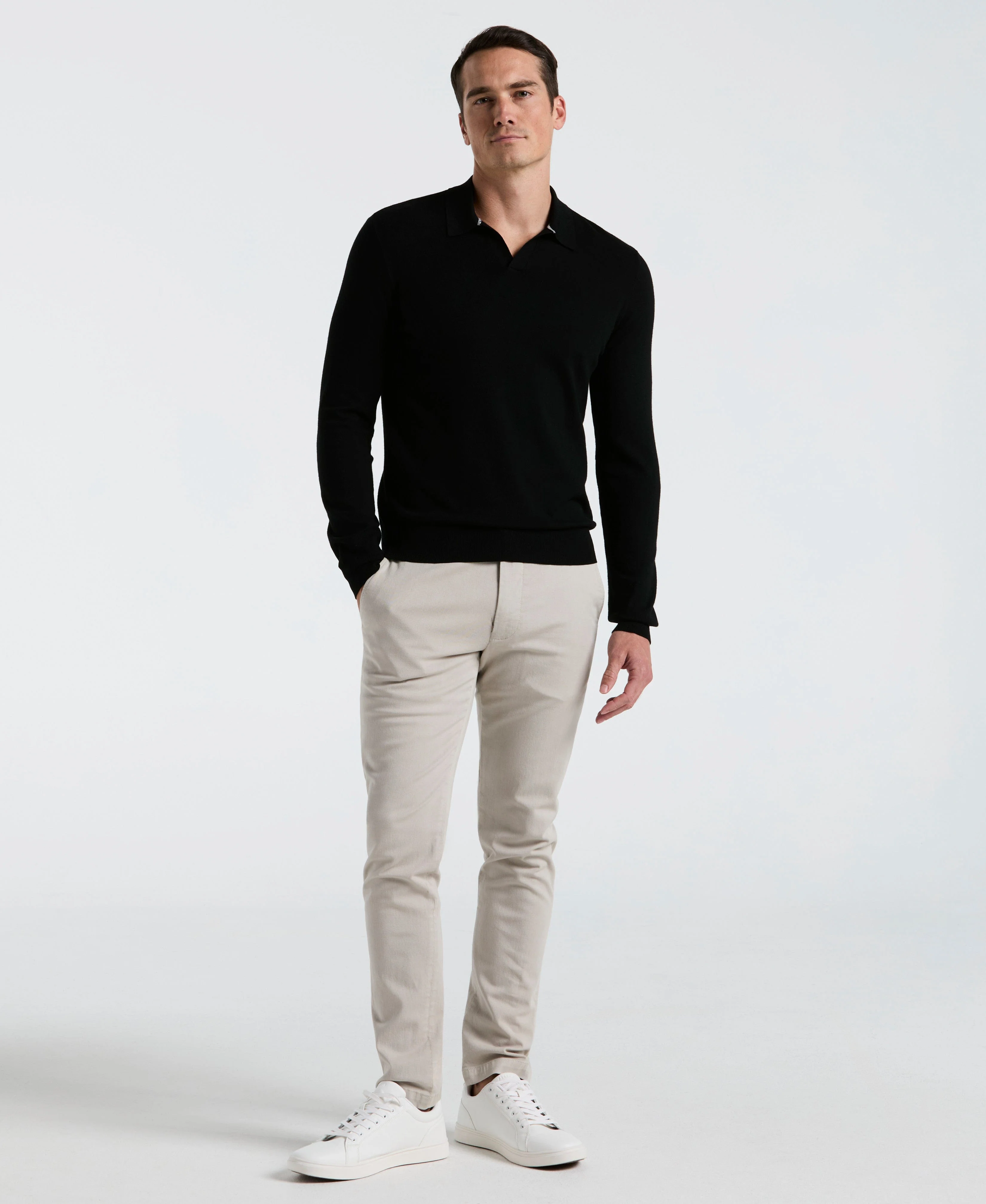 Tech Knit Open Collar Sweater Polo Long Sleeve - Image 12