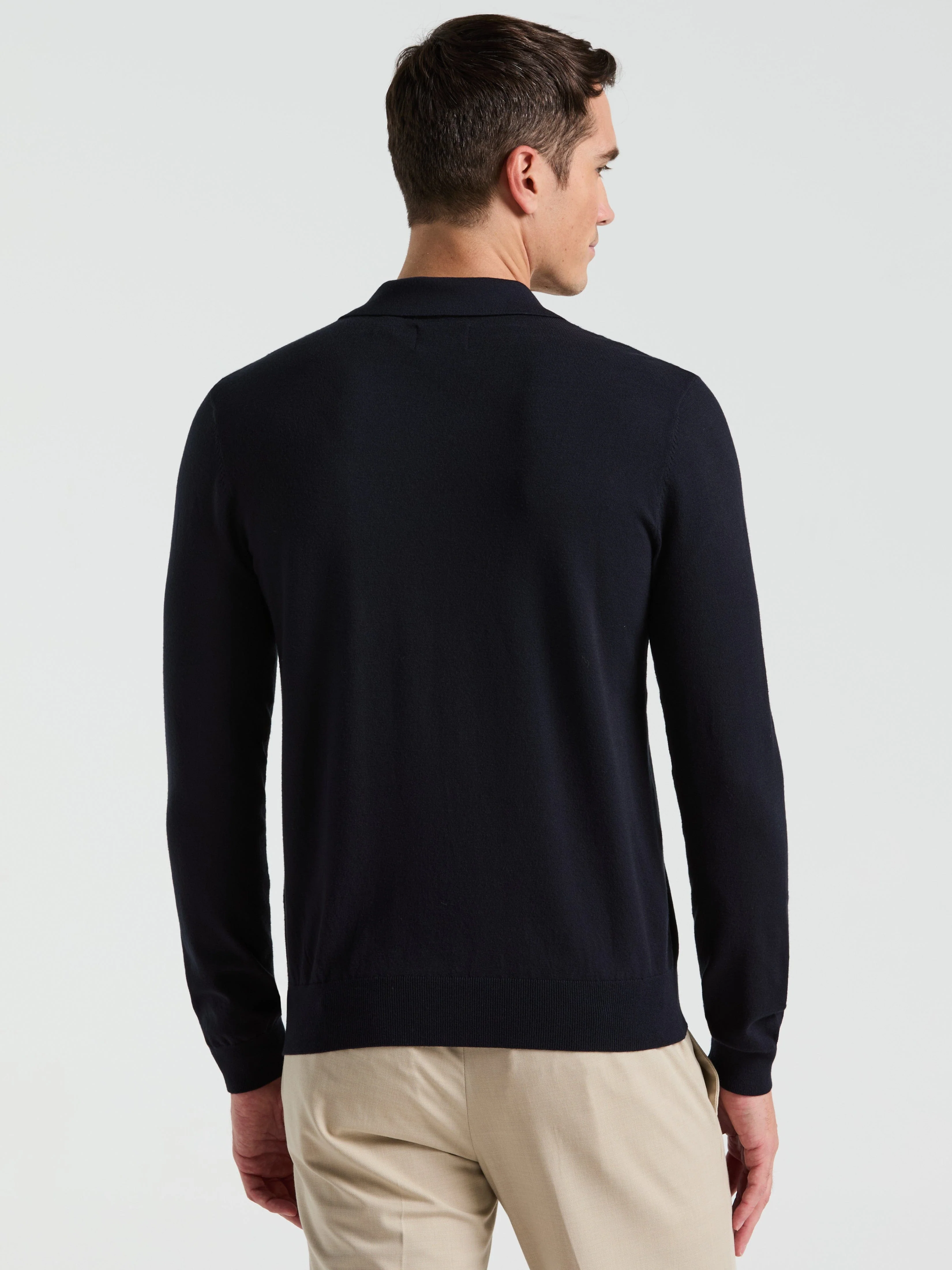 Tech Knit Open Collar Sweater Polo Long Sleeve - Image 13