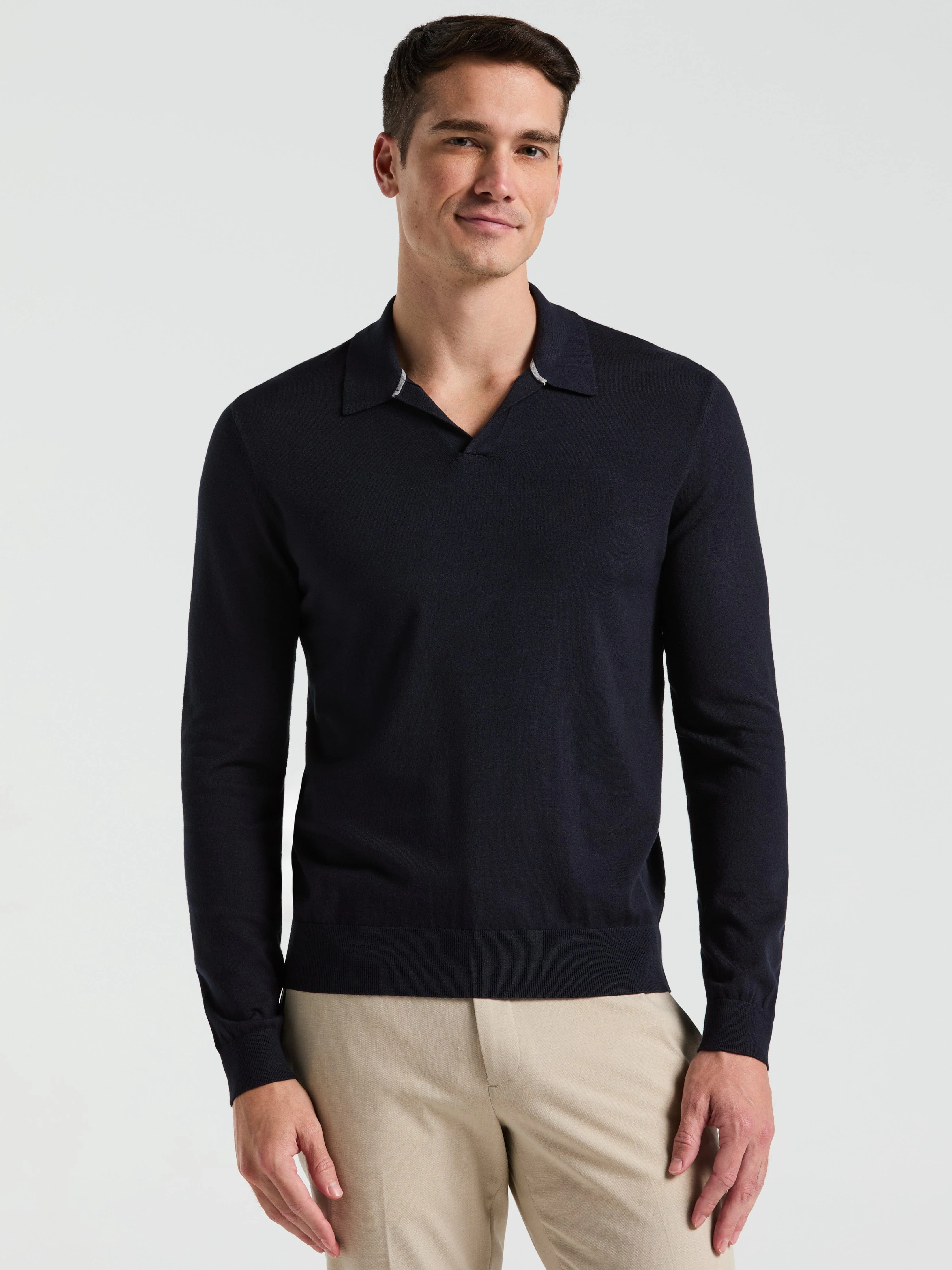 Tech Knit Open Collar Sweater Polo Long Sleeve - Image 14