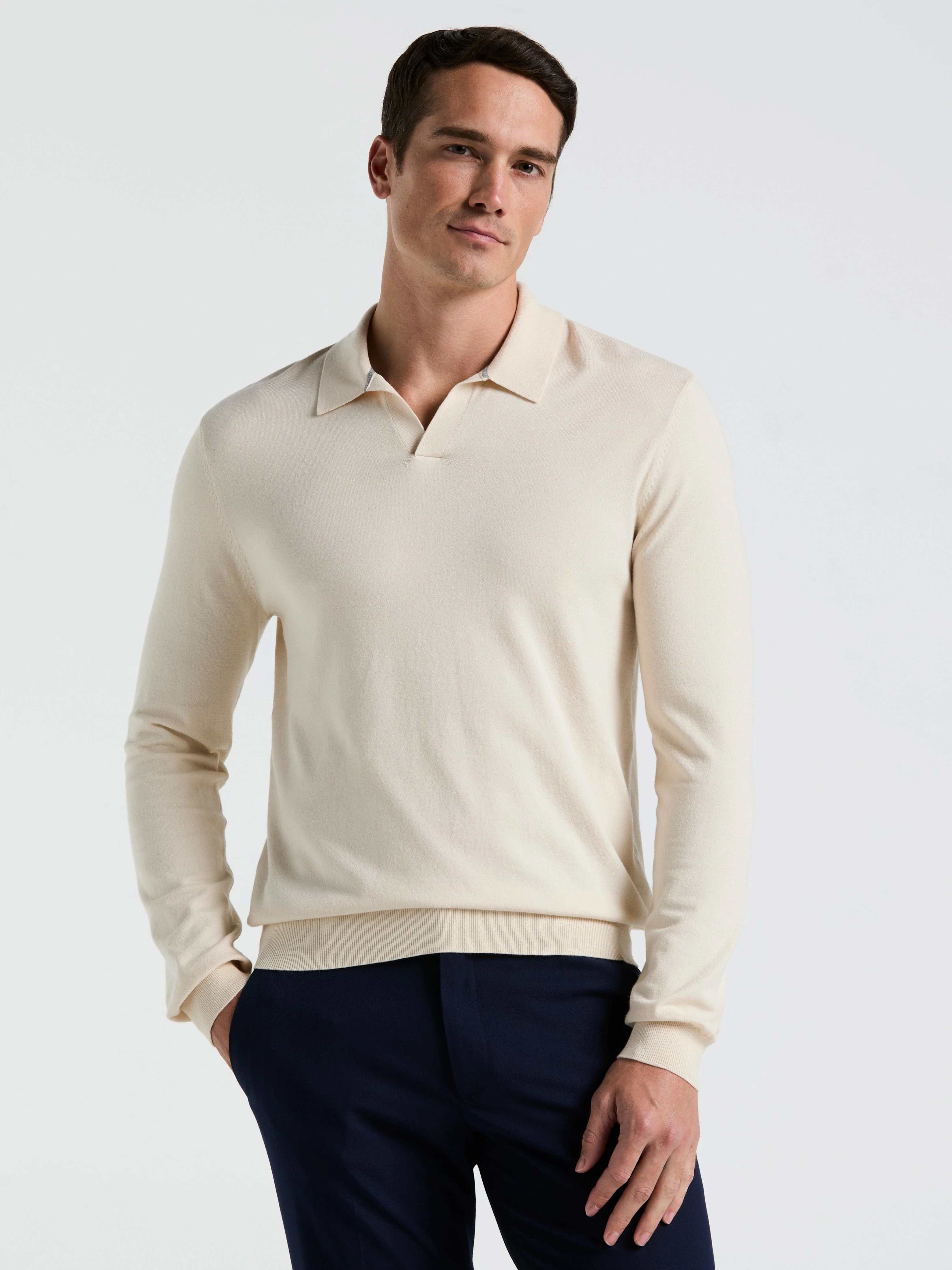 Tech Knit Open Collar Sweater Polo Long Sleeve - Image 15