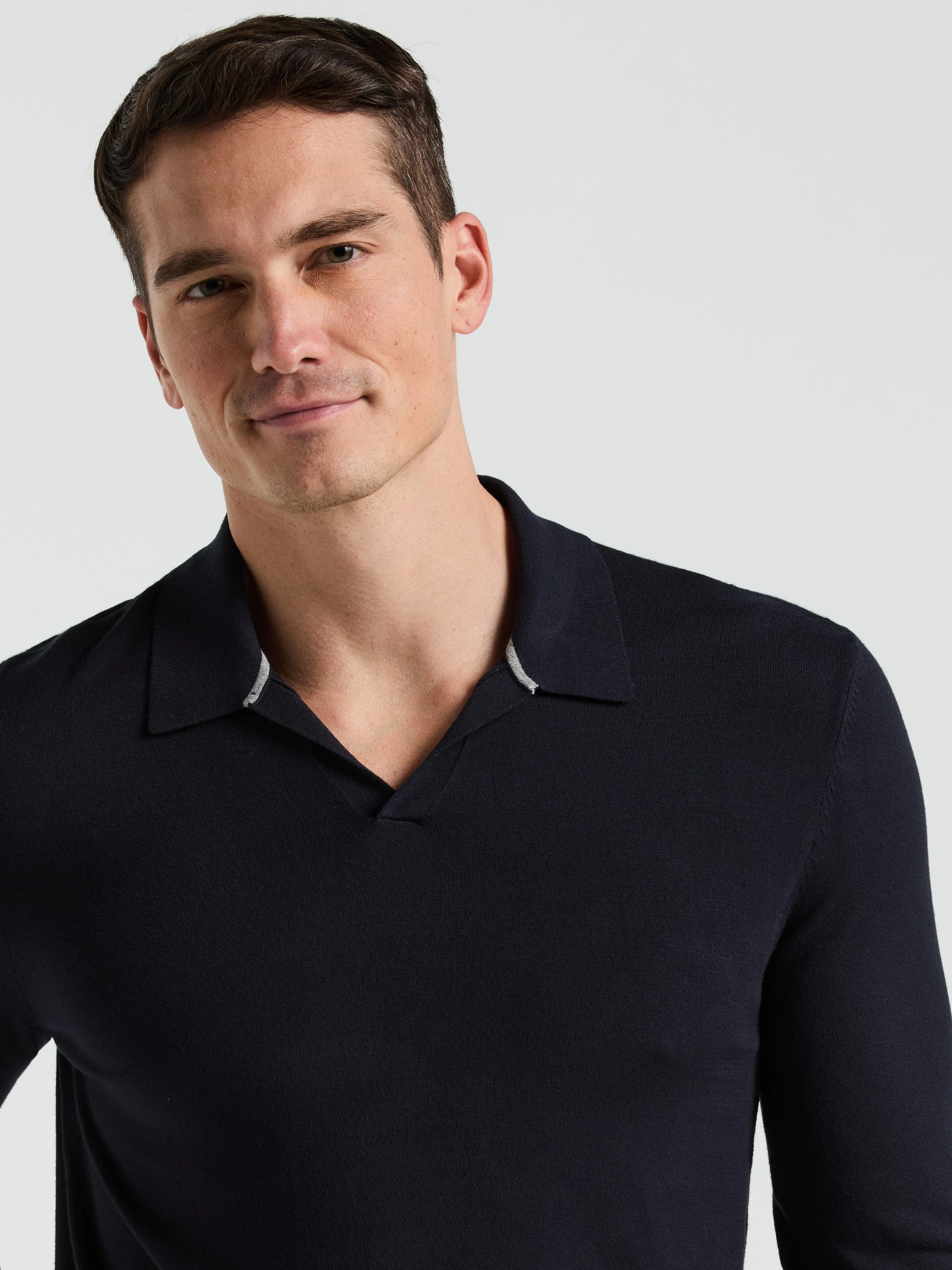 Tech Knit Open Collar Sweater Polo Long Sleeve - Image 16