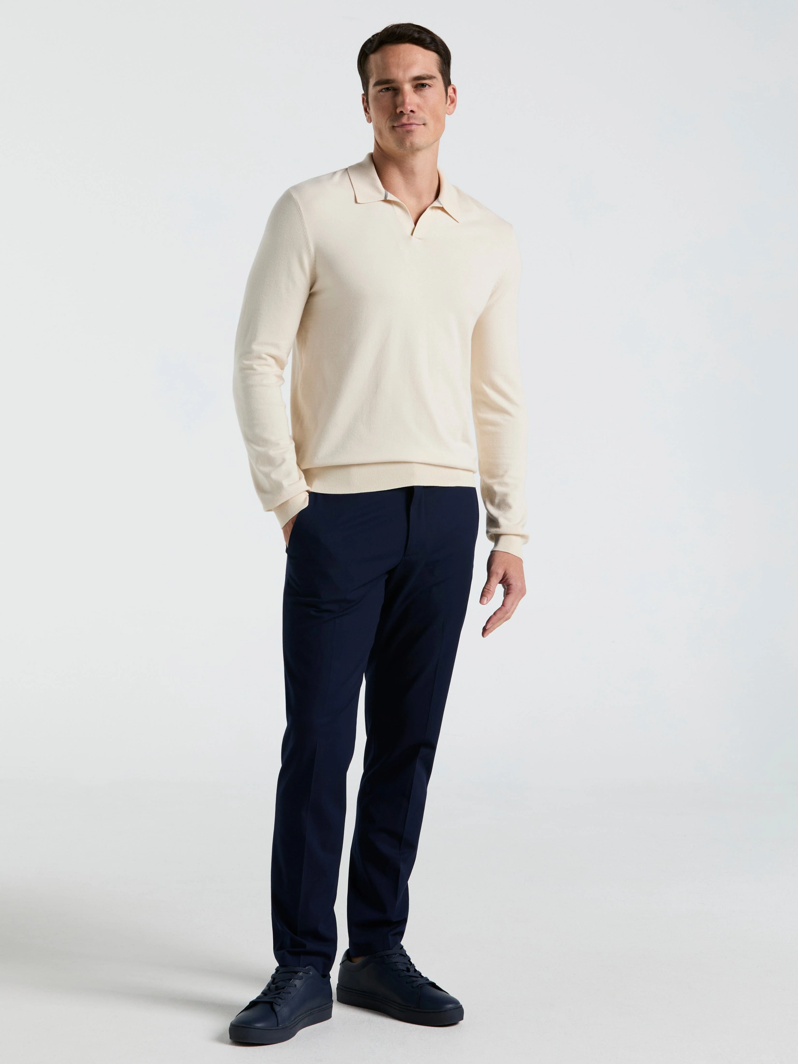Tech Knit Open Collar Sweater Polo Long Sleeve - Image 17