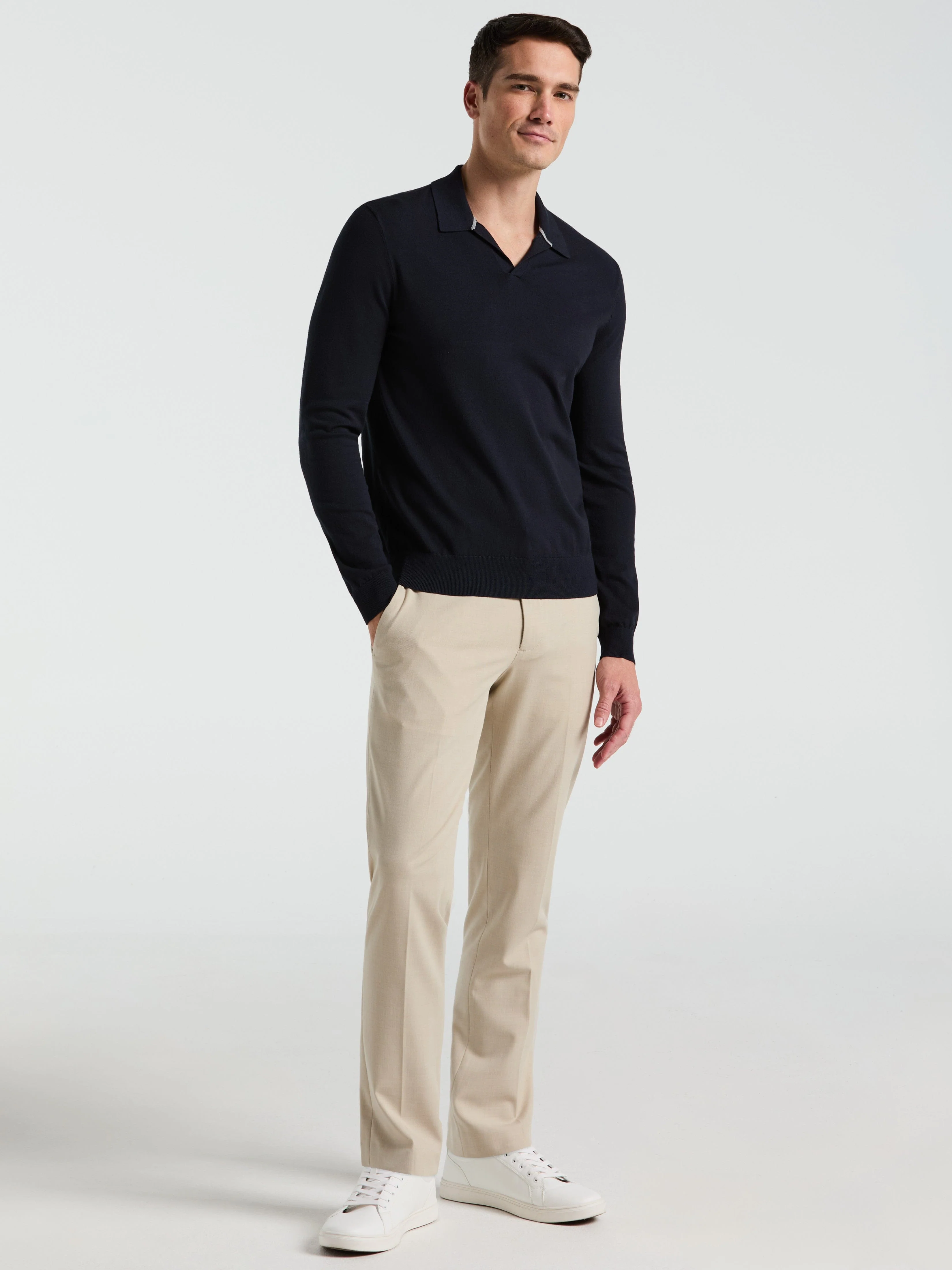 Tech Knit Open Collar Sweater Polo Long Sleeve - Image 18
