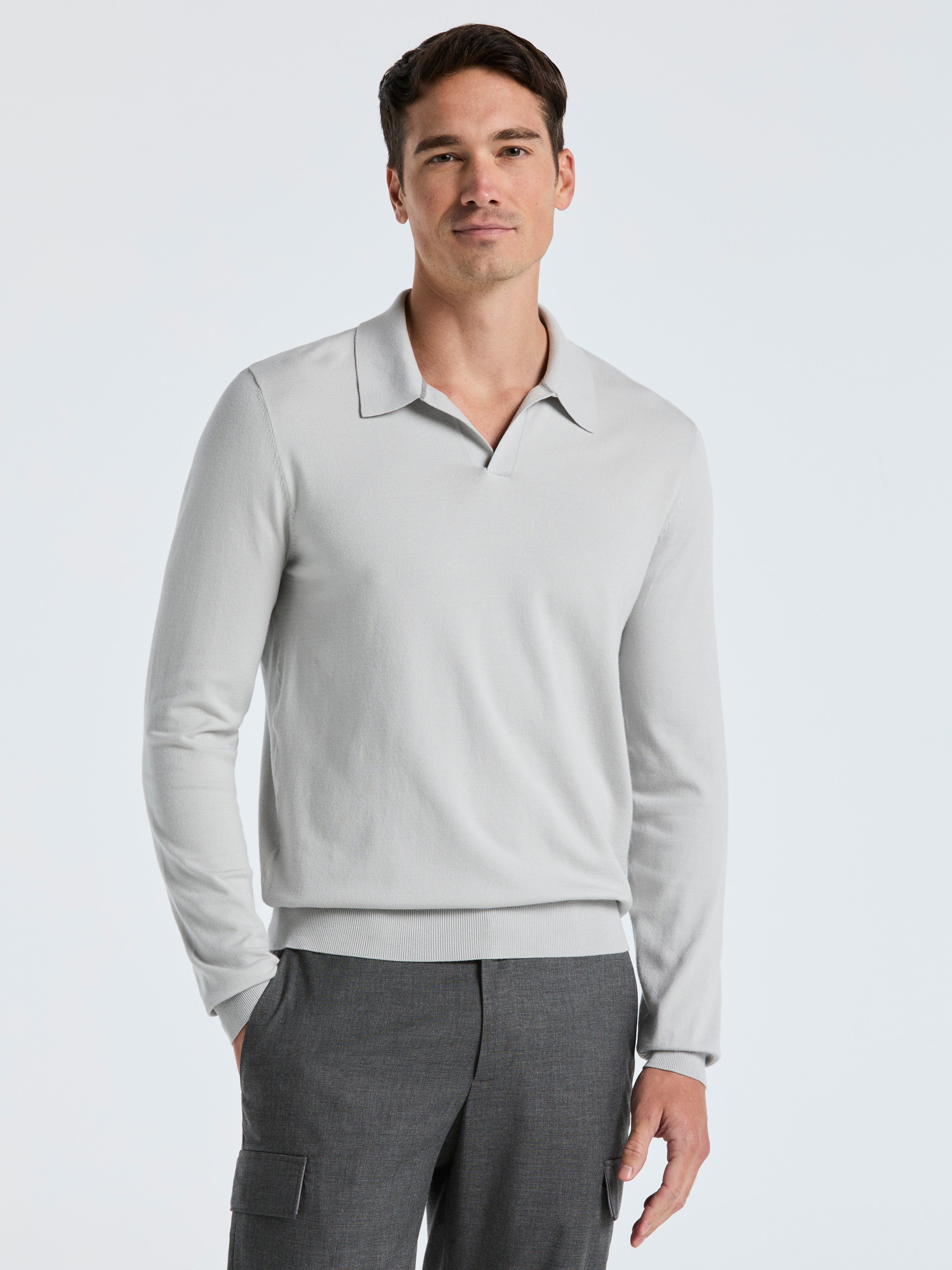 Tech Knit Open Collar Sweater Polo Long Sleeve - Image 5