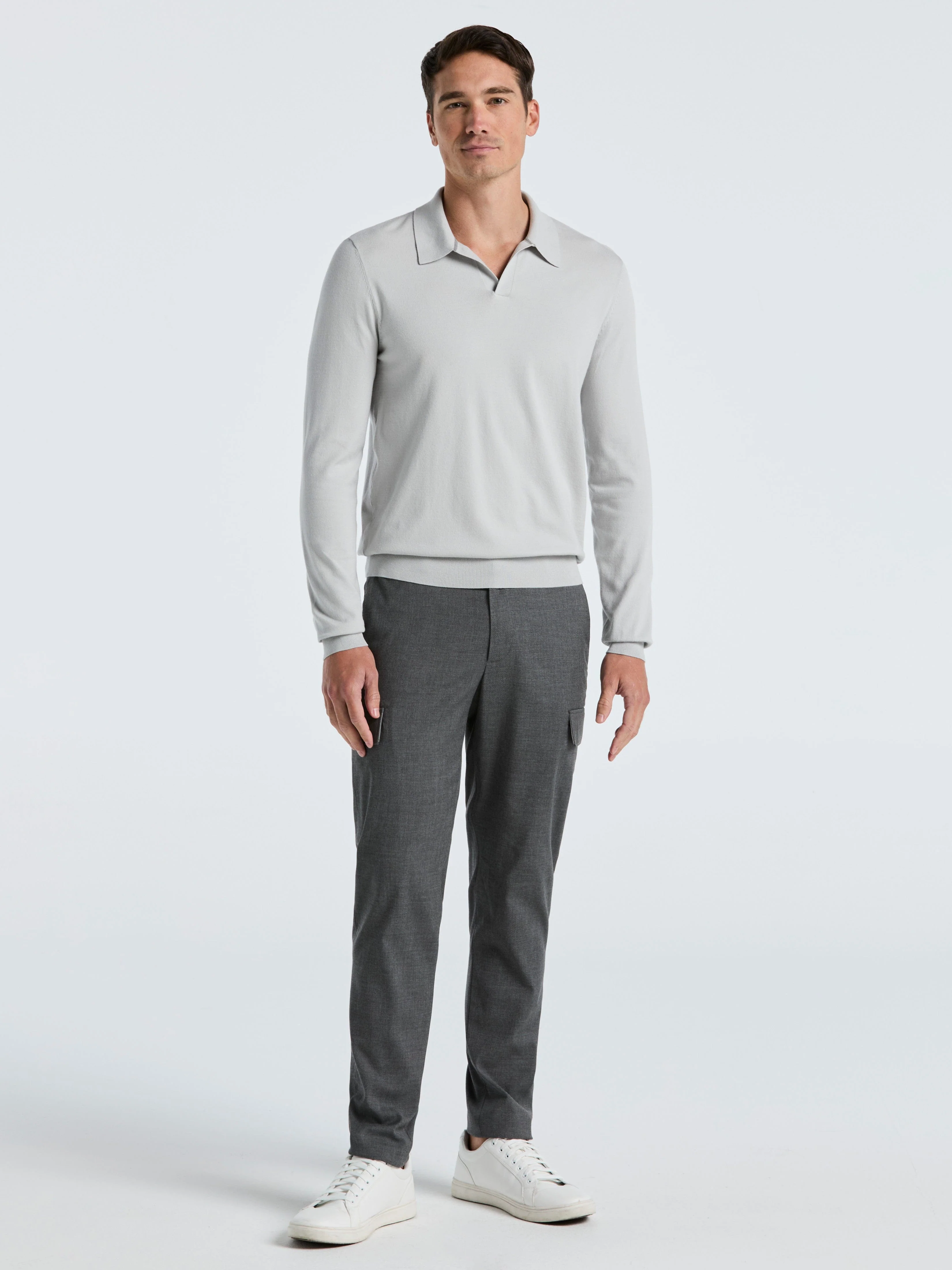 Tech Knit Open Collar Sweater Polo Long Sleeve - Image 8