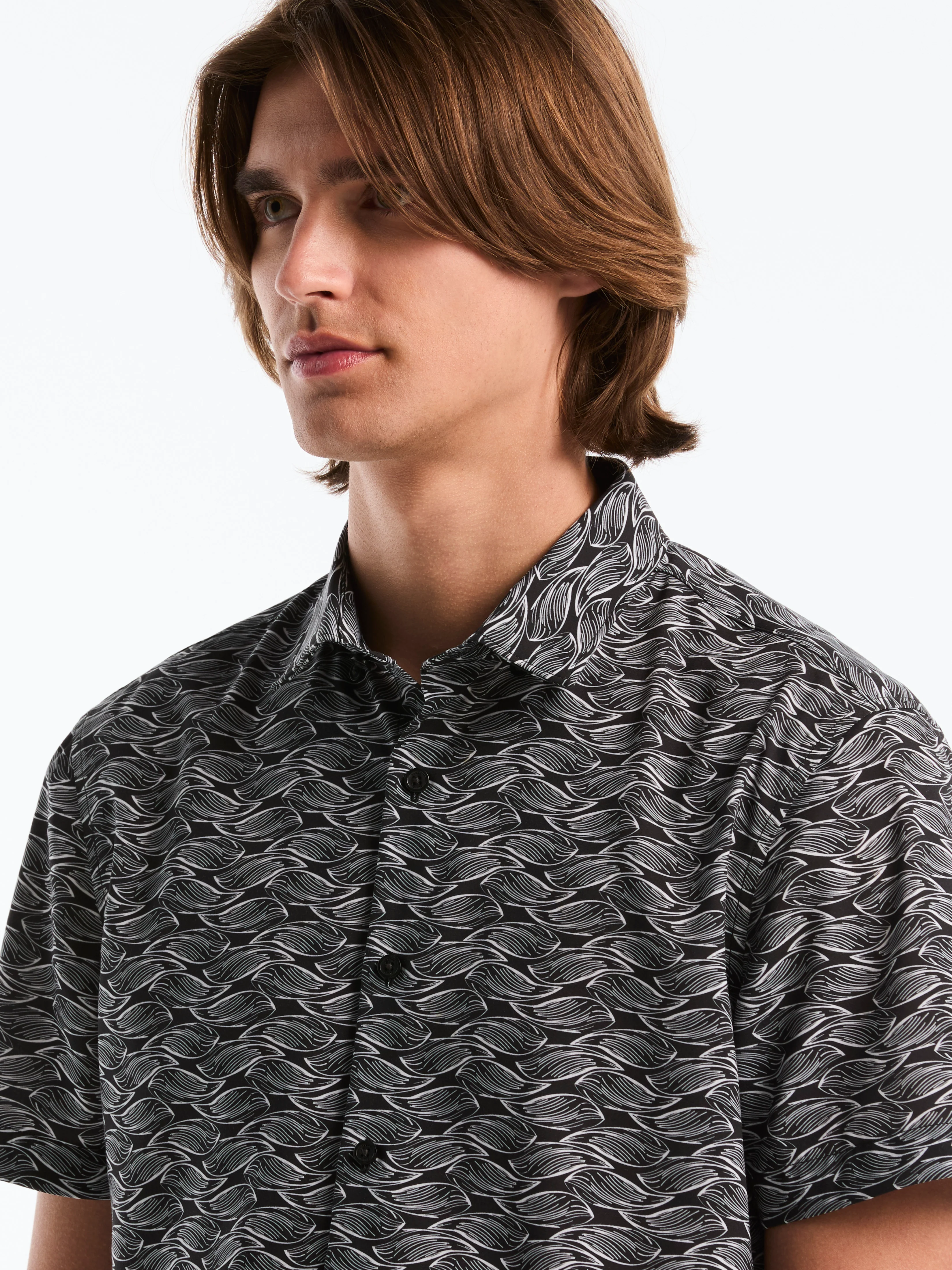 Slim Fit Wave Print Shirt - Image 2