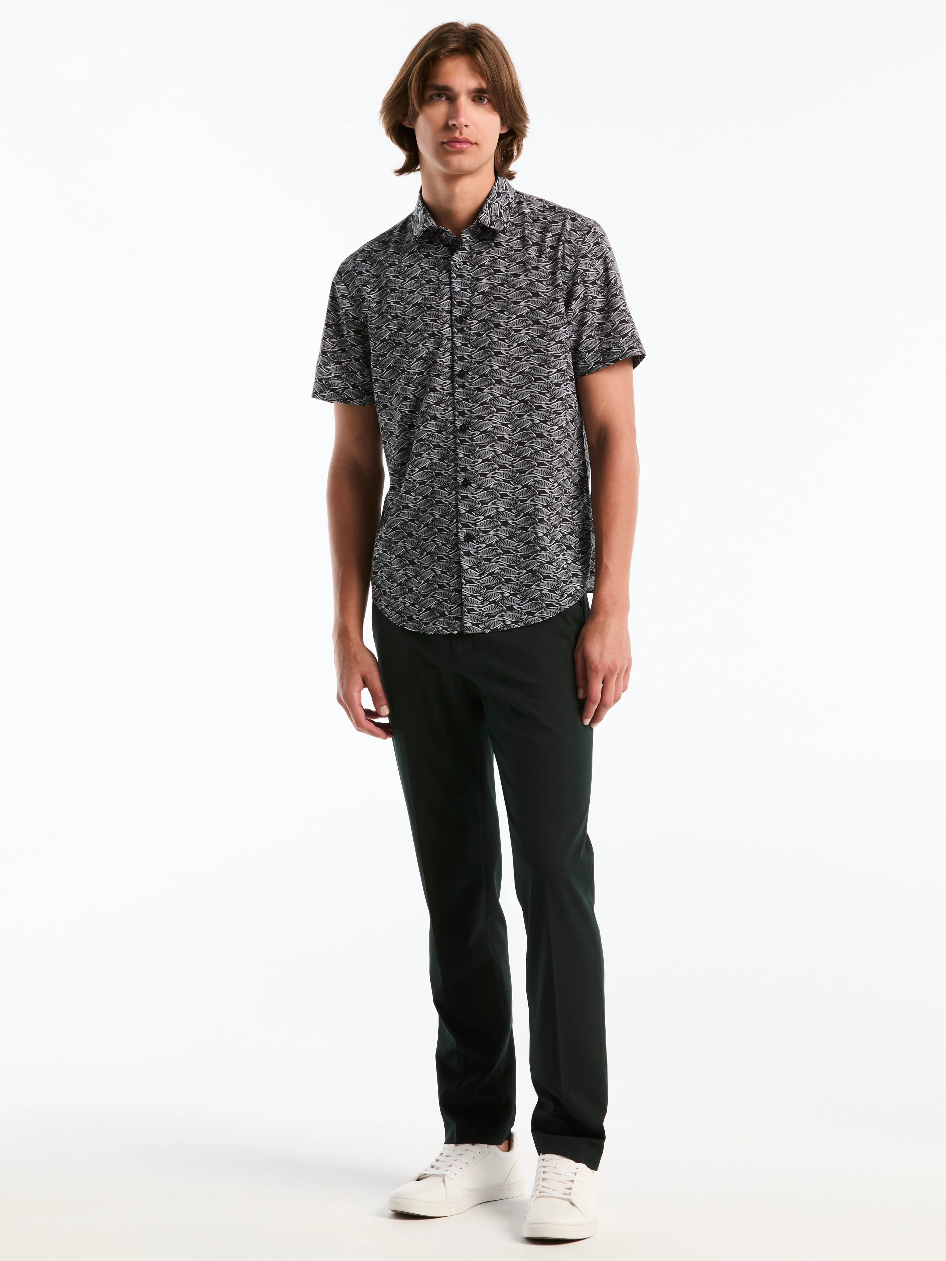 Slim Fit Wave Print Shirt - Image 5