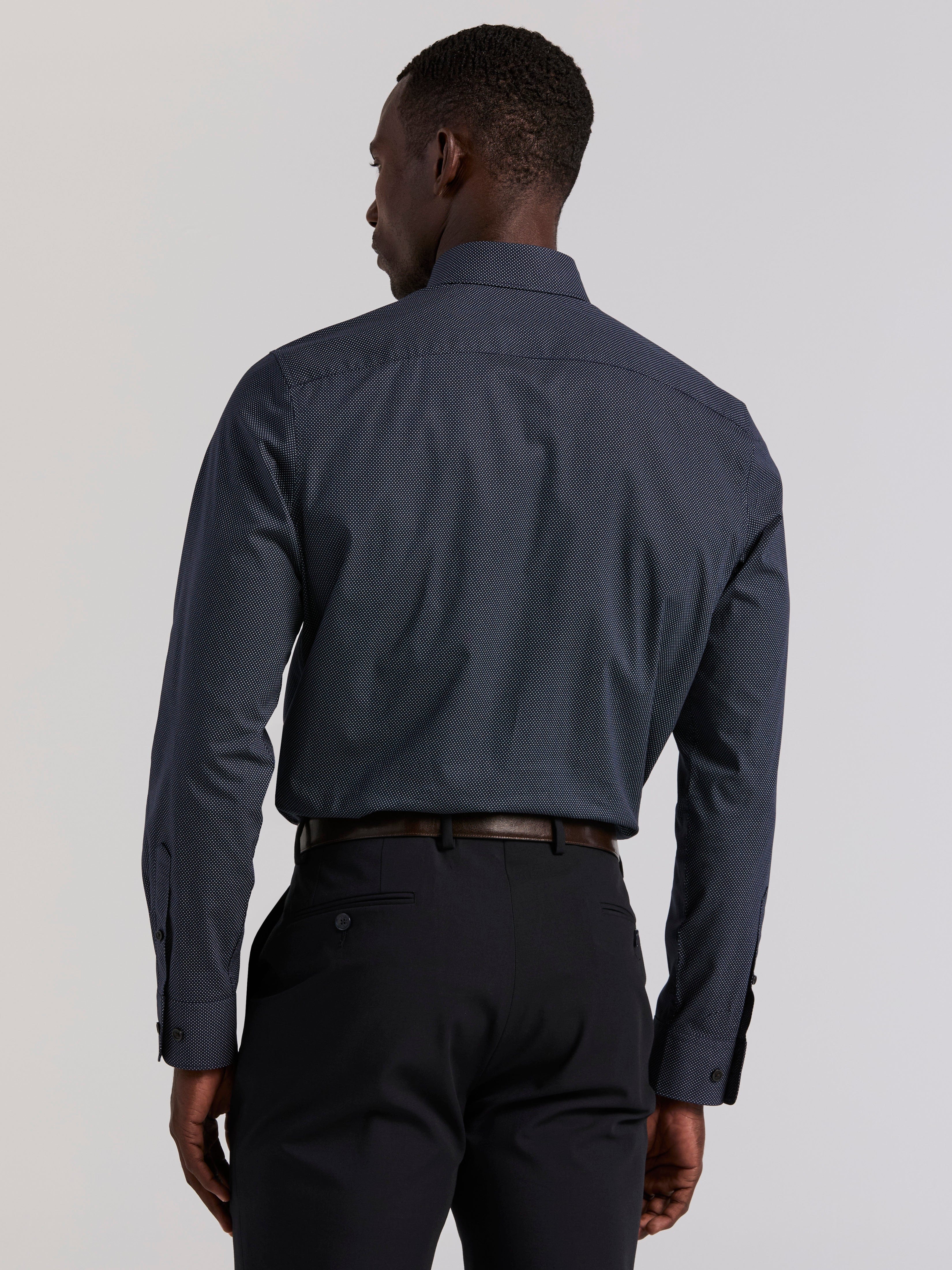 Slim Fit Cotton Stretch Polka Dot Dress Shirt - Image 4