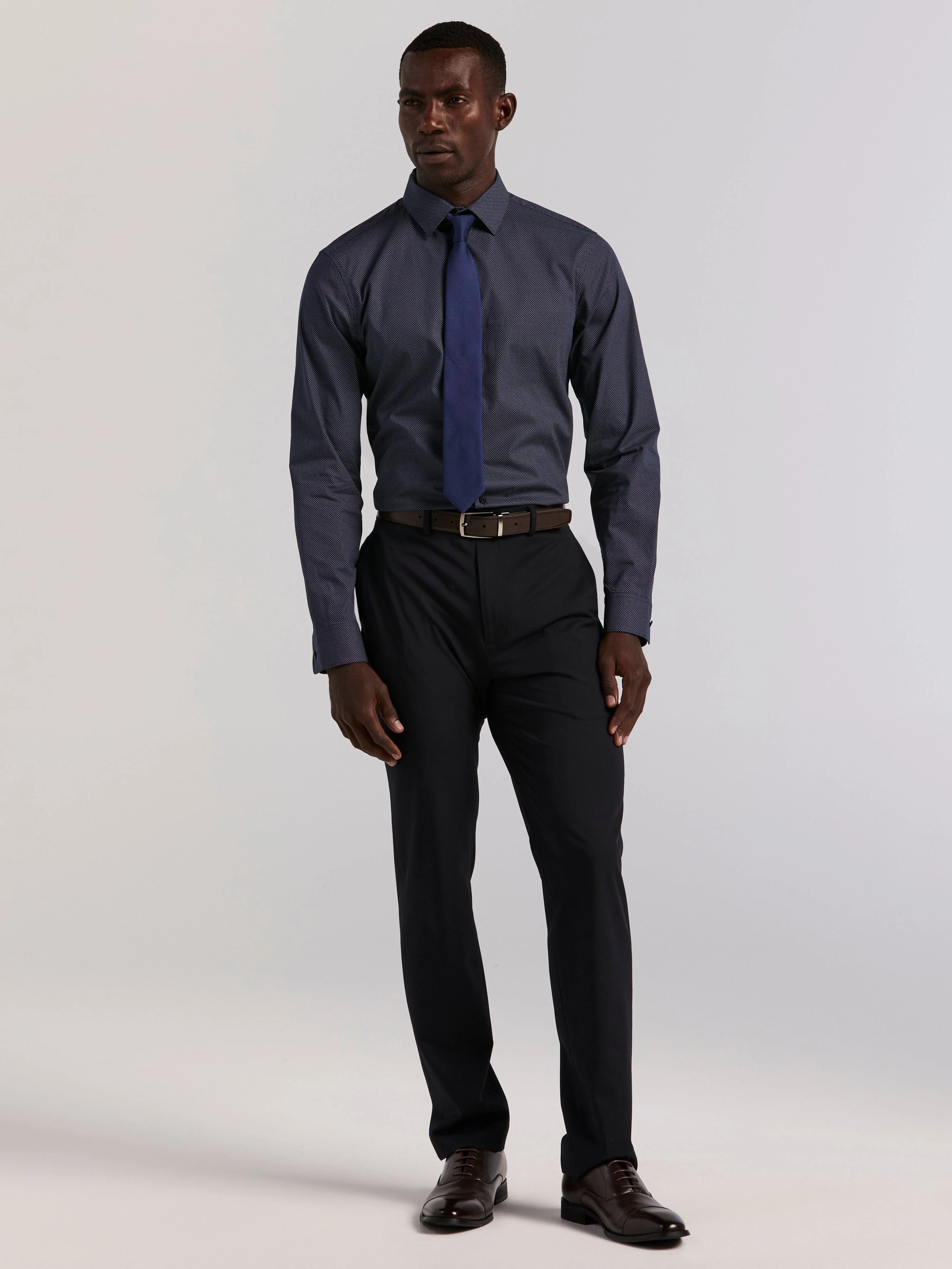 Slim Fit Cotton Stretch Polka Dot Dress Shirt - Image 5