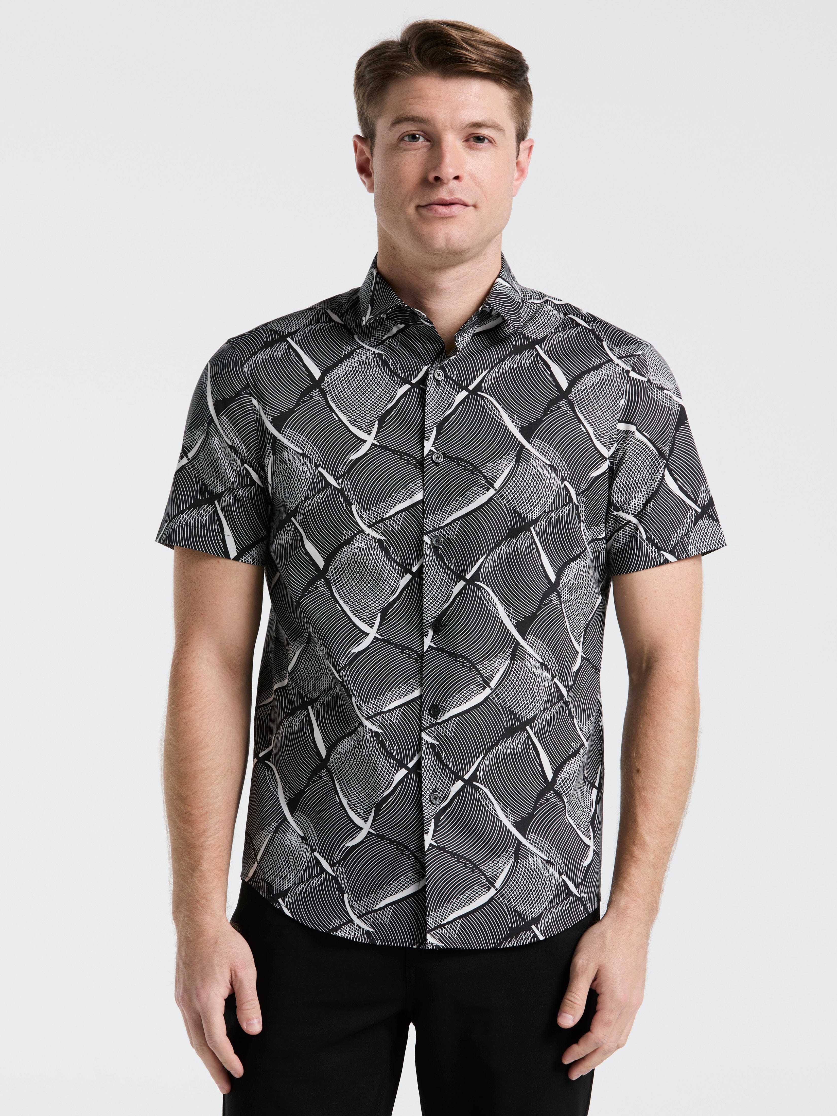 Poplin Linework Grid Print Shirt