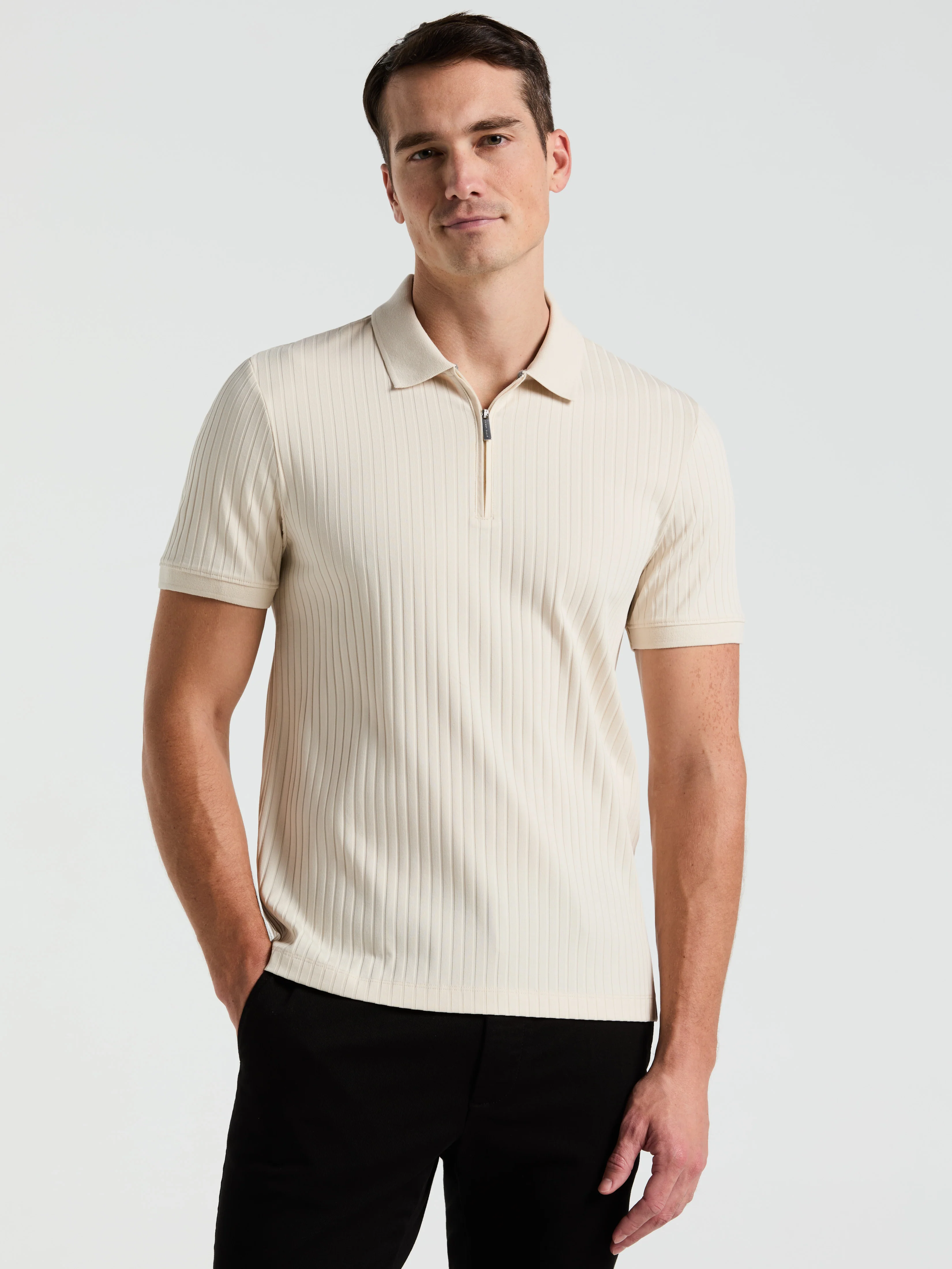 Quarter Zip Ribbed Polo - Image 12