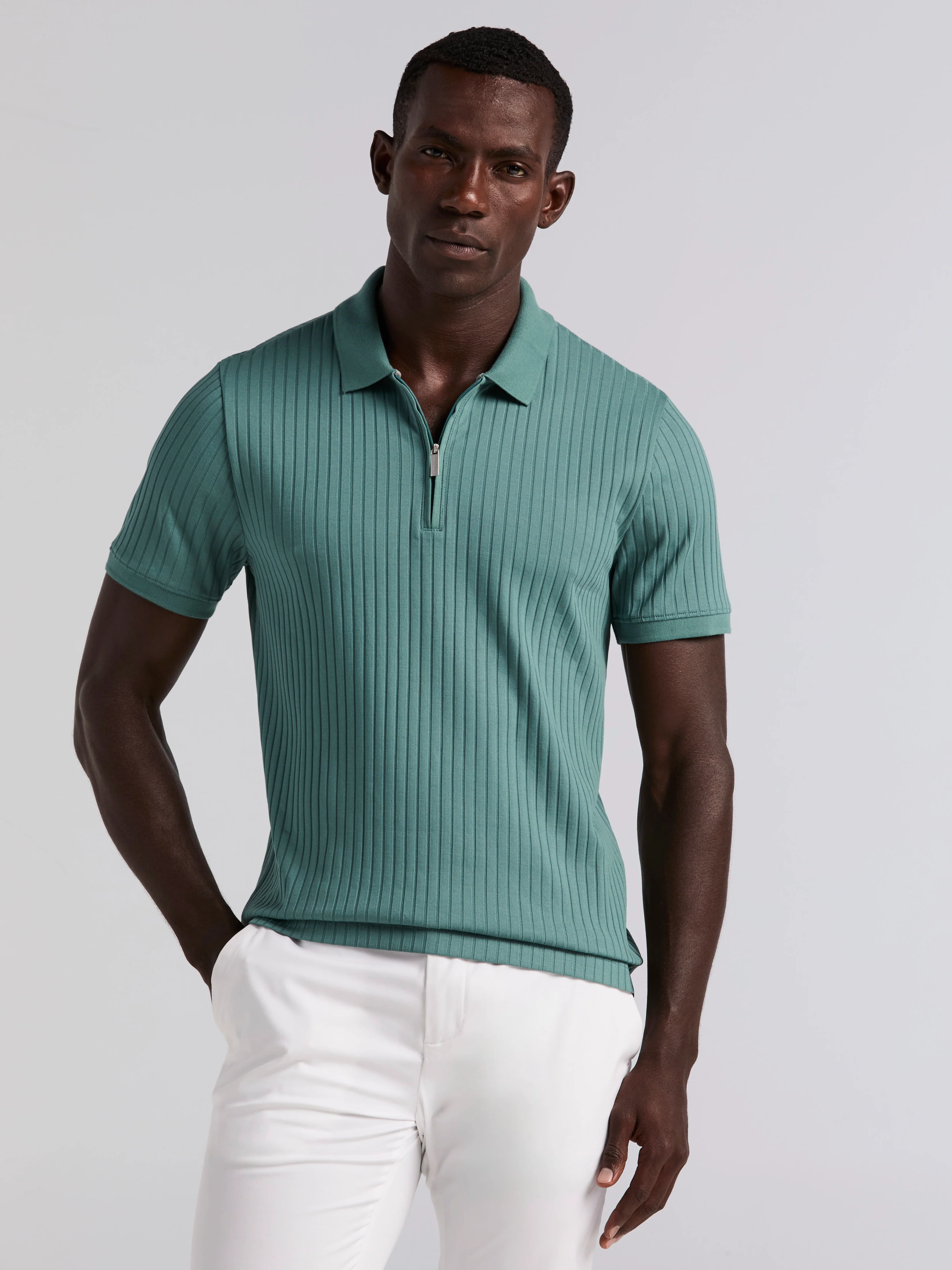Quarter Zip Ribbed Polo - Image 50