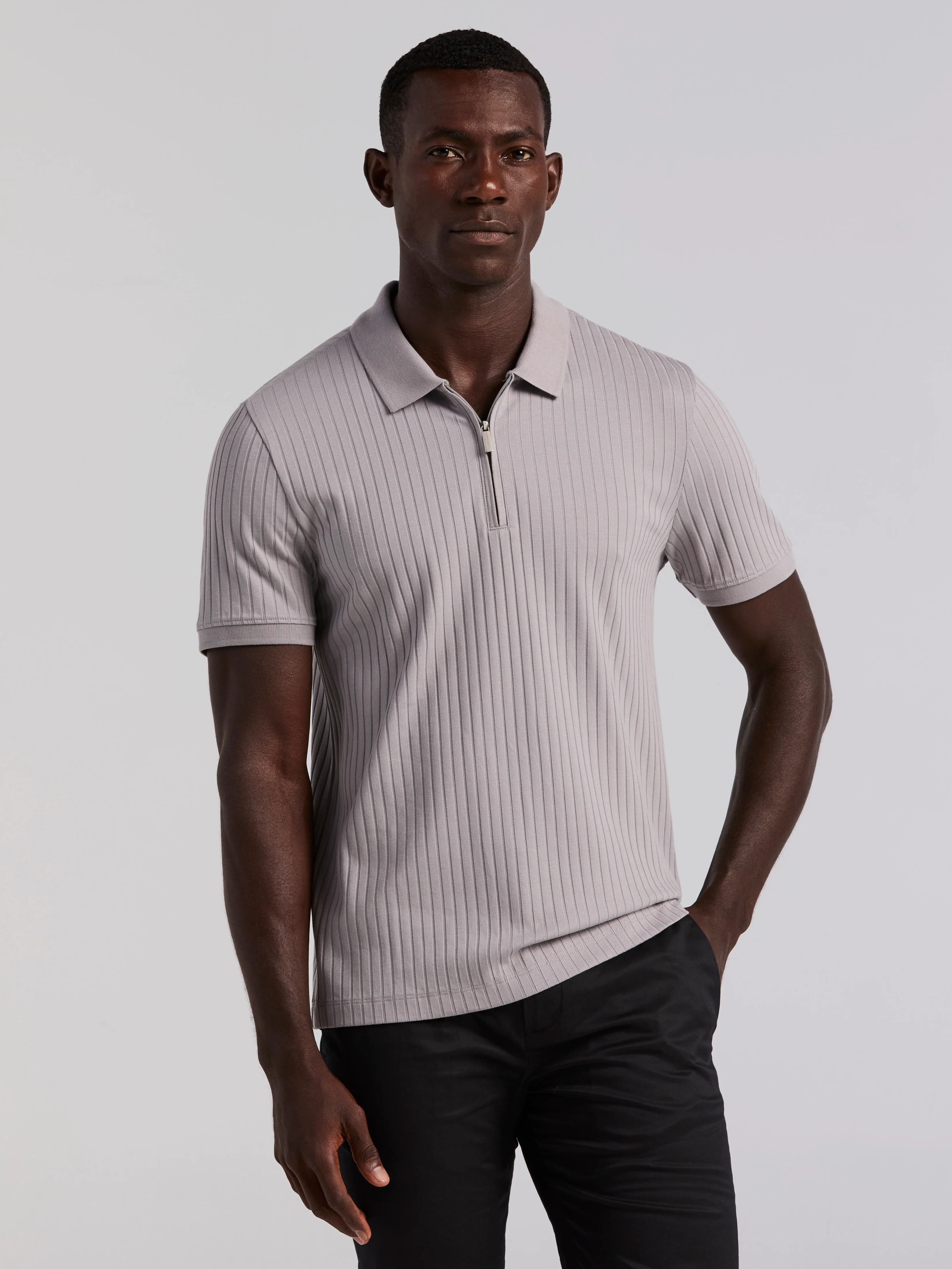 Quarter Zip Ribbed Polo