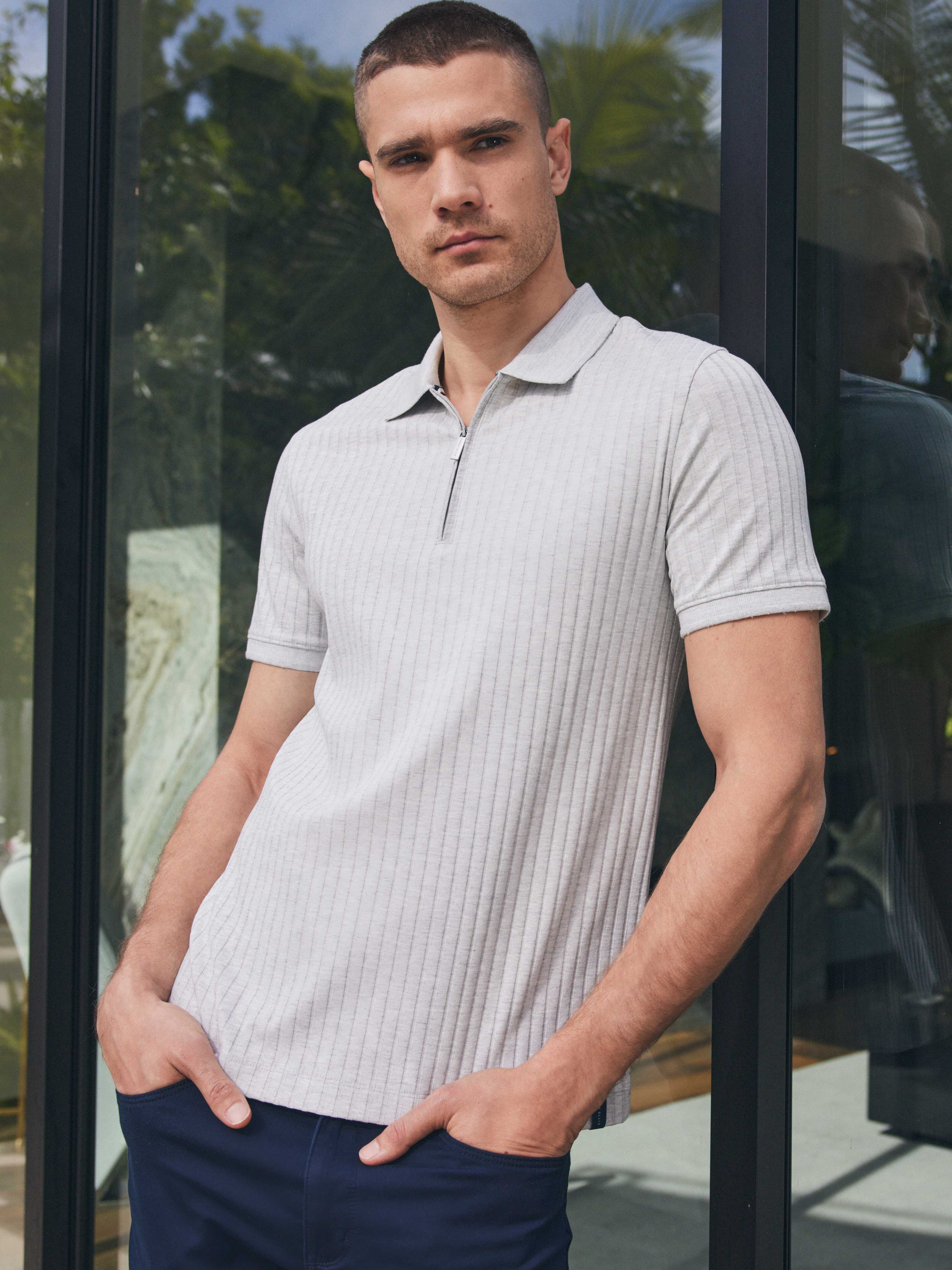 Quarter Zip Ribbed Polo - Image 4