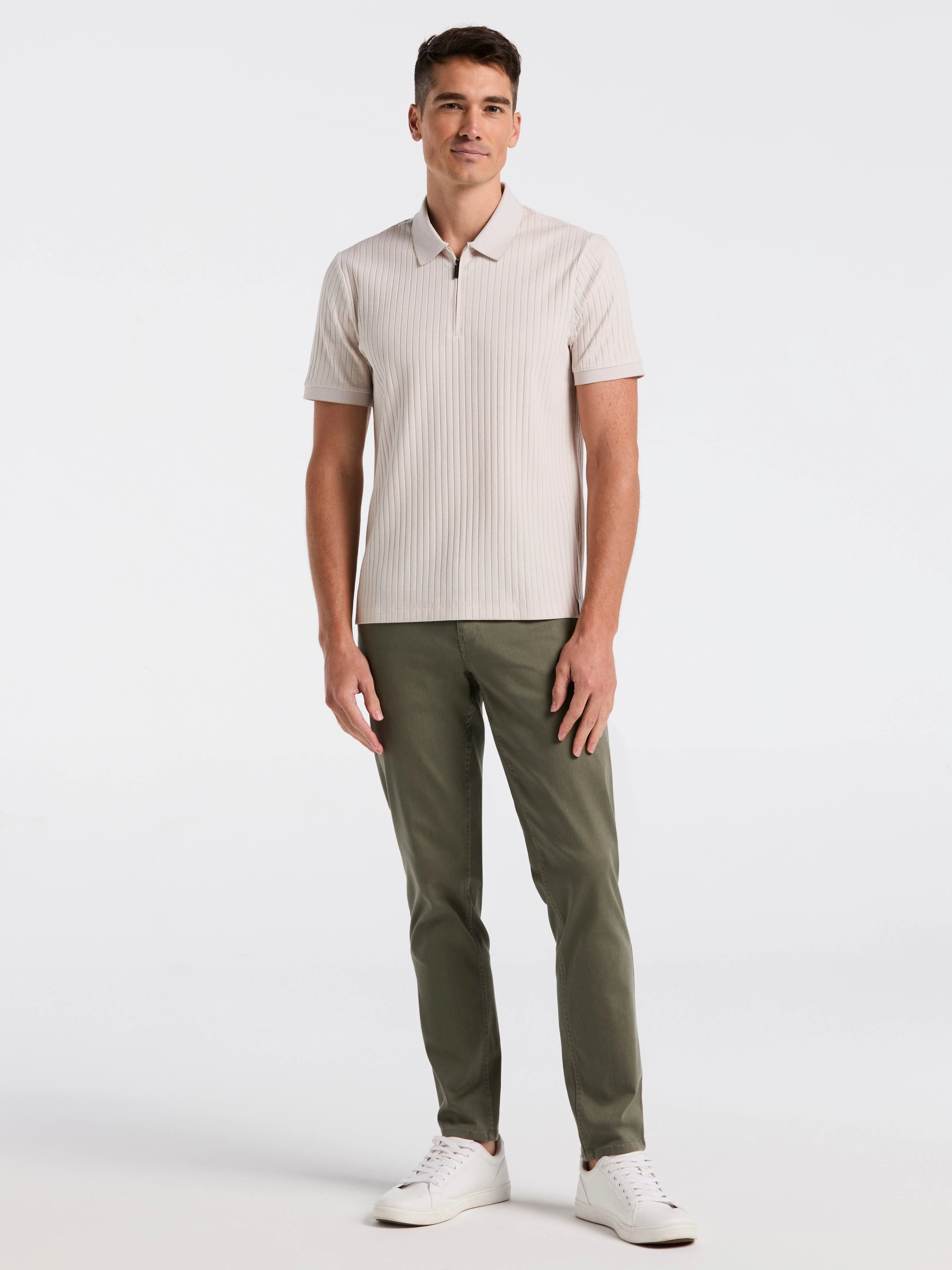 Ribbed Quarter Zip Heathered Polo - Image 4
