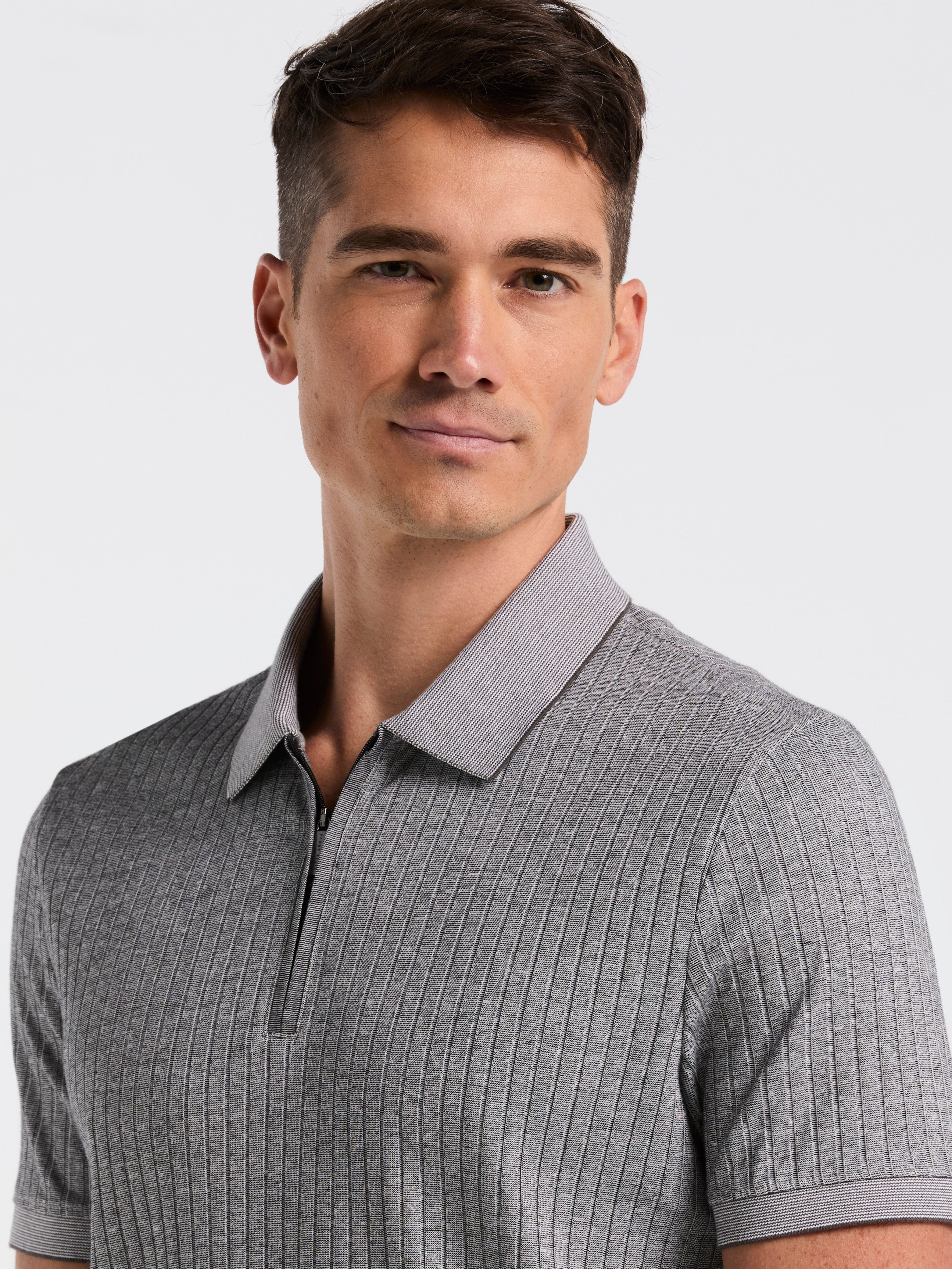 Ribbed Quarter Zip Heathered Polo - Image 7