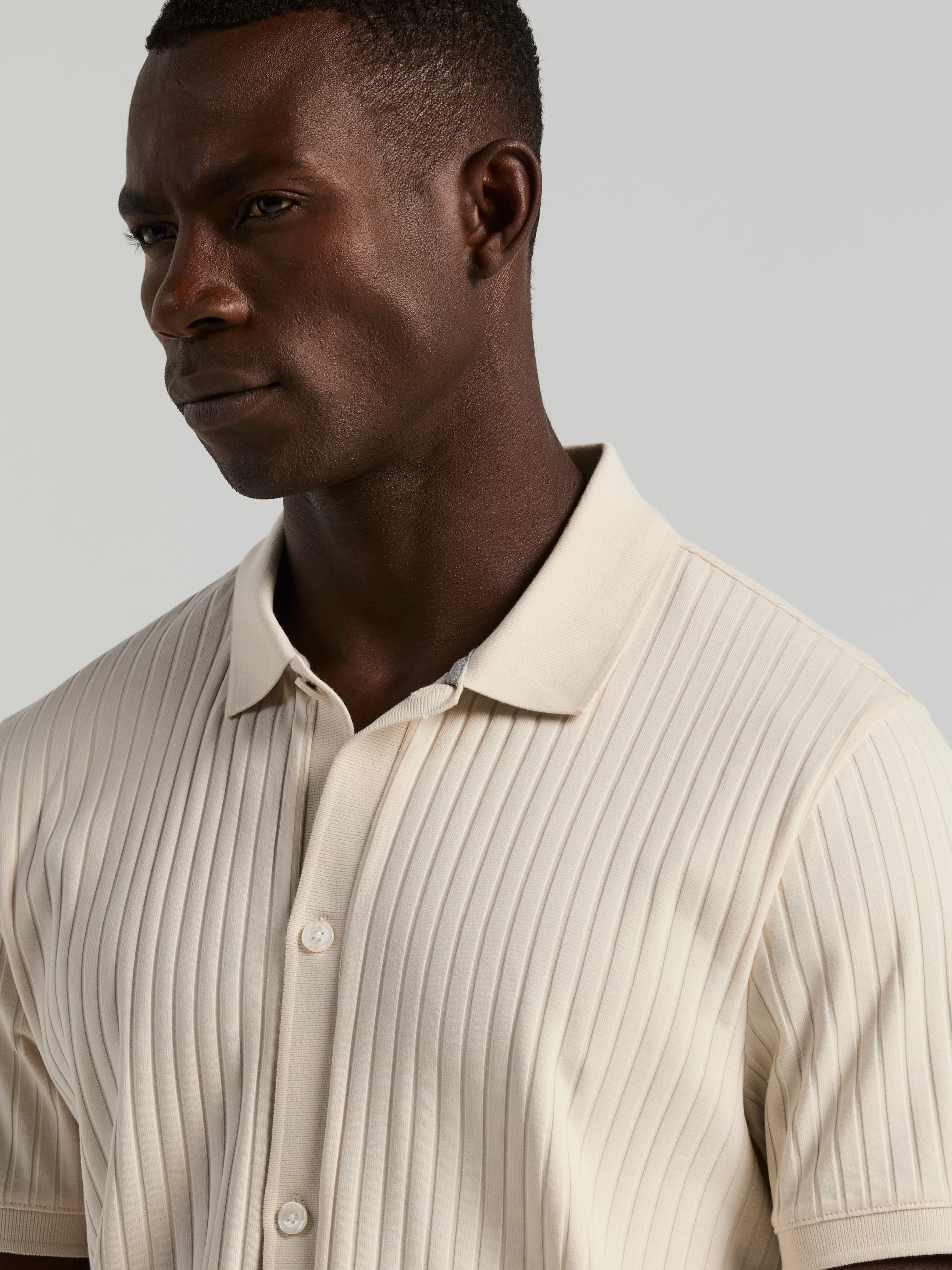 Ribbed Button Front Sweater Polo - Image 2