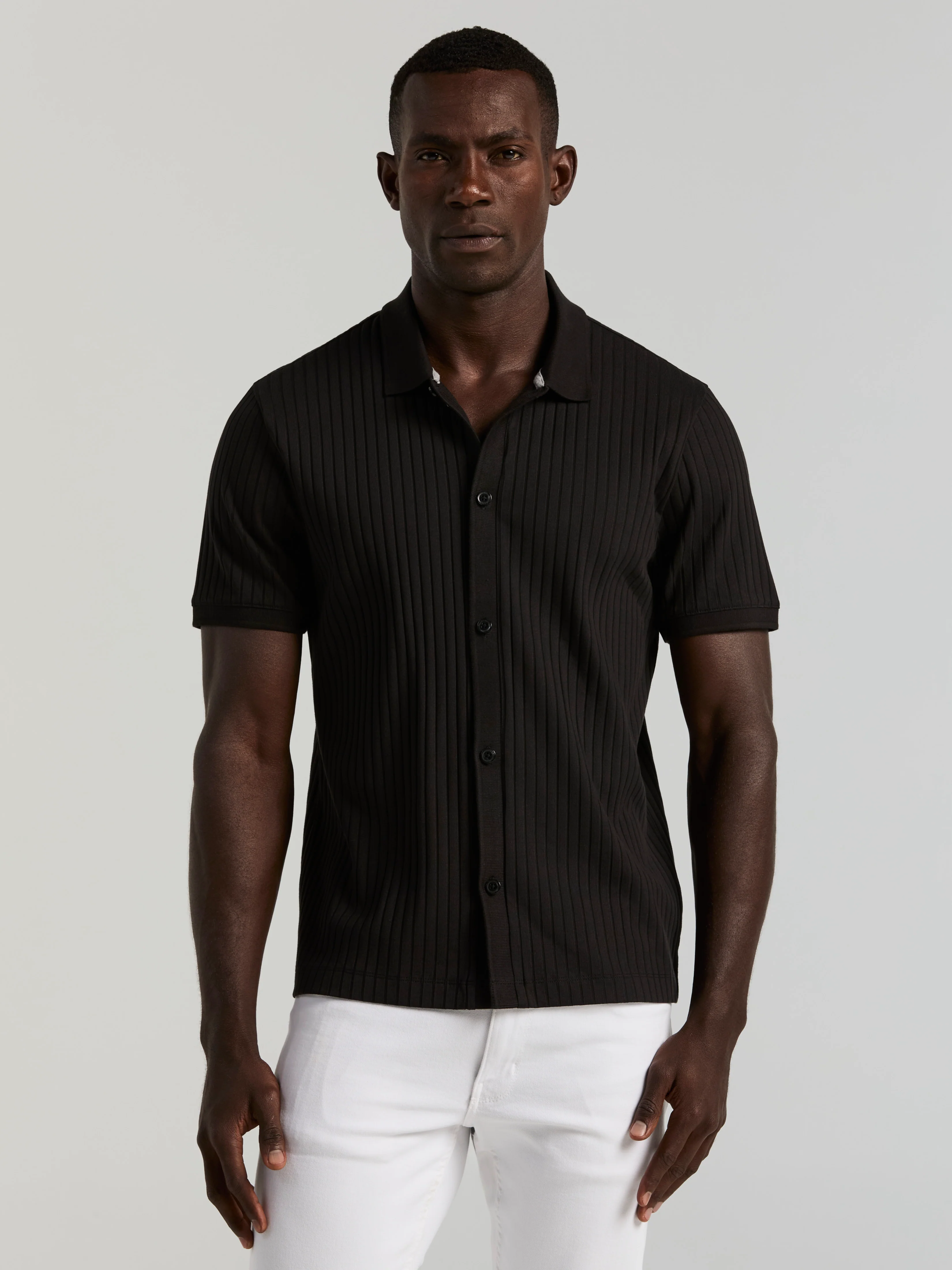 Ribbed Button Front Sweater Polo - Image 6