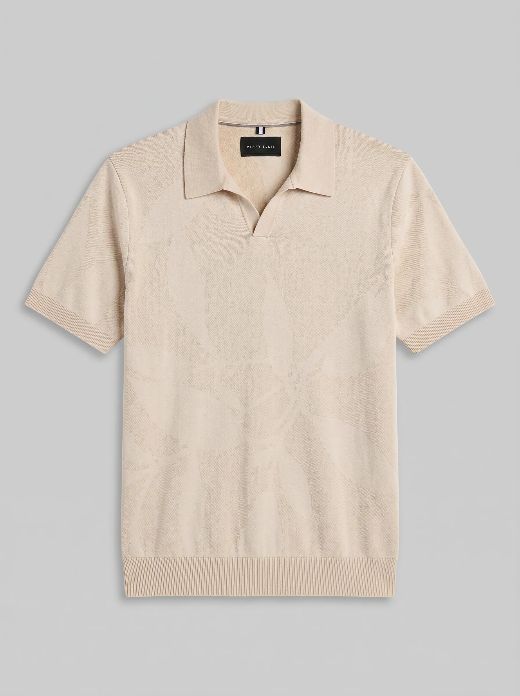 Leaf Print Open Collar Sweater Polo - Image 5