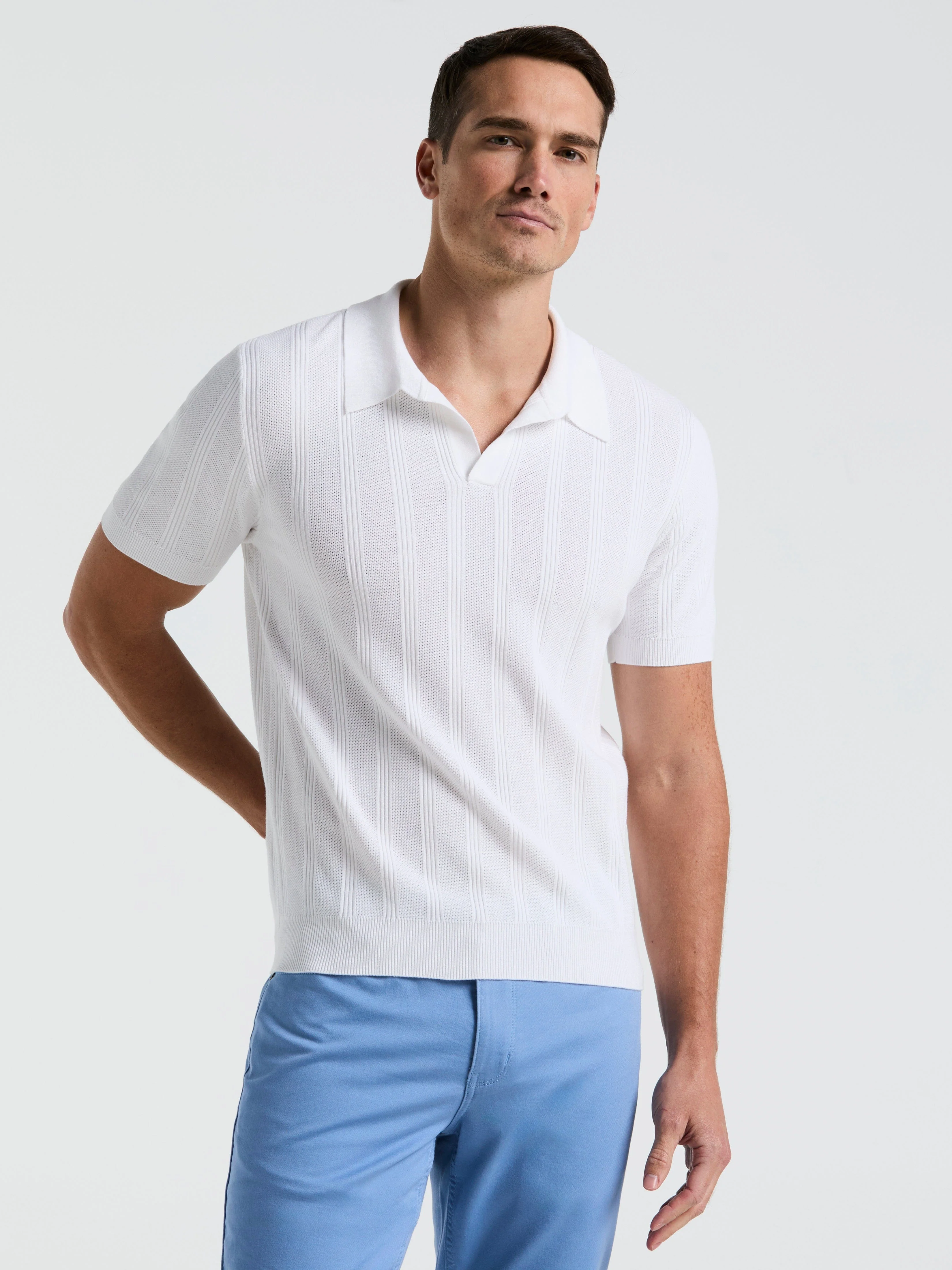 Mesh Stripe Sweater Polo - Image 20