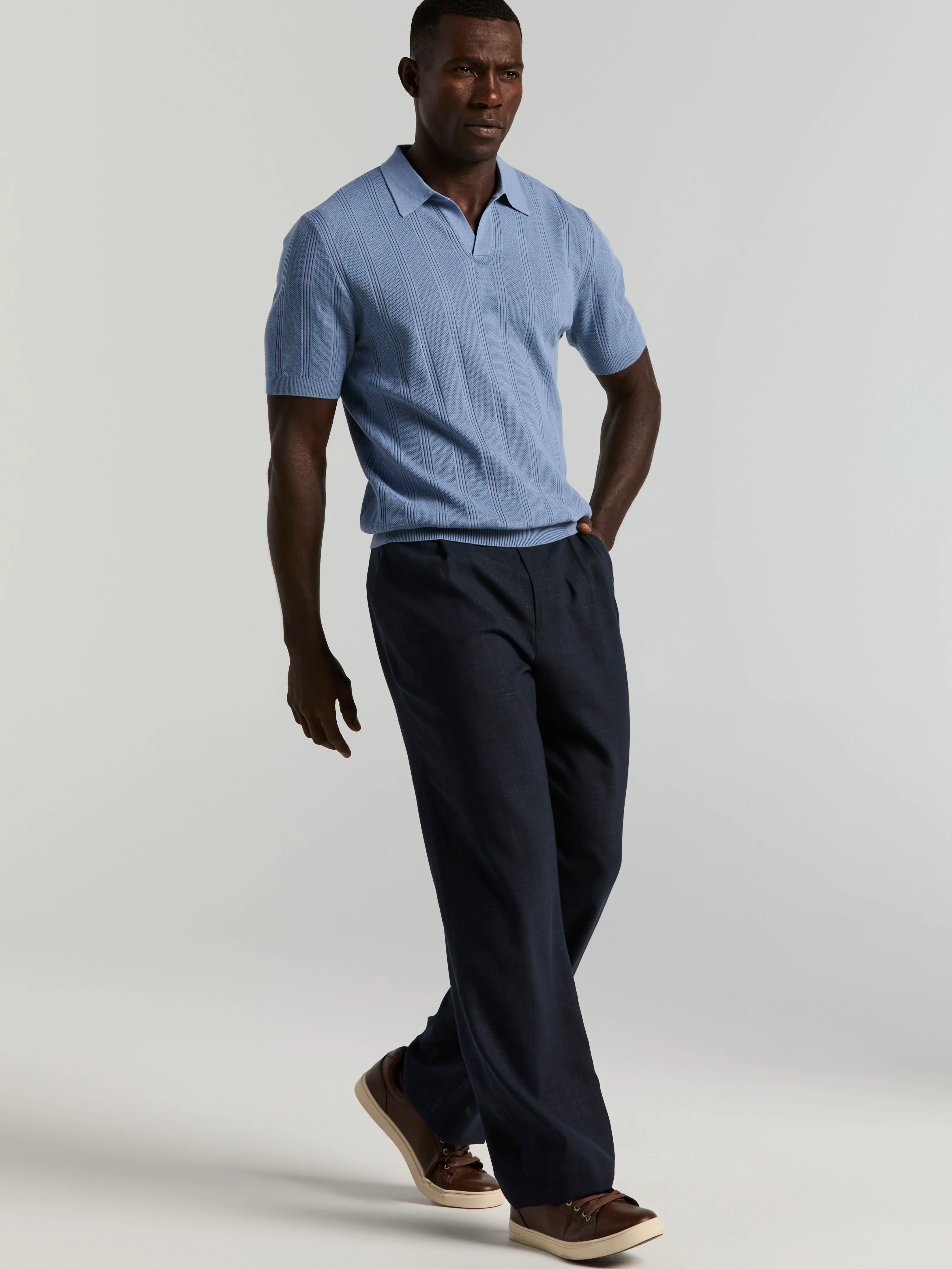Mesh Stripe Sweater Polo - Image 5