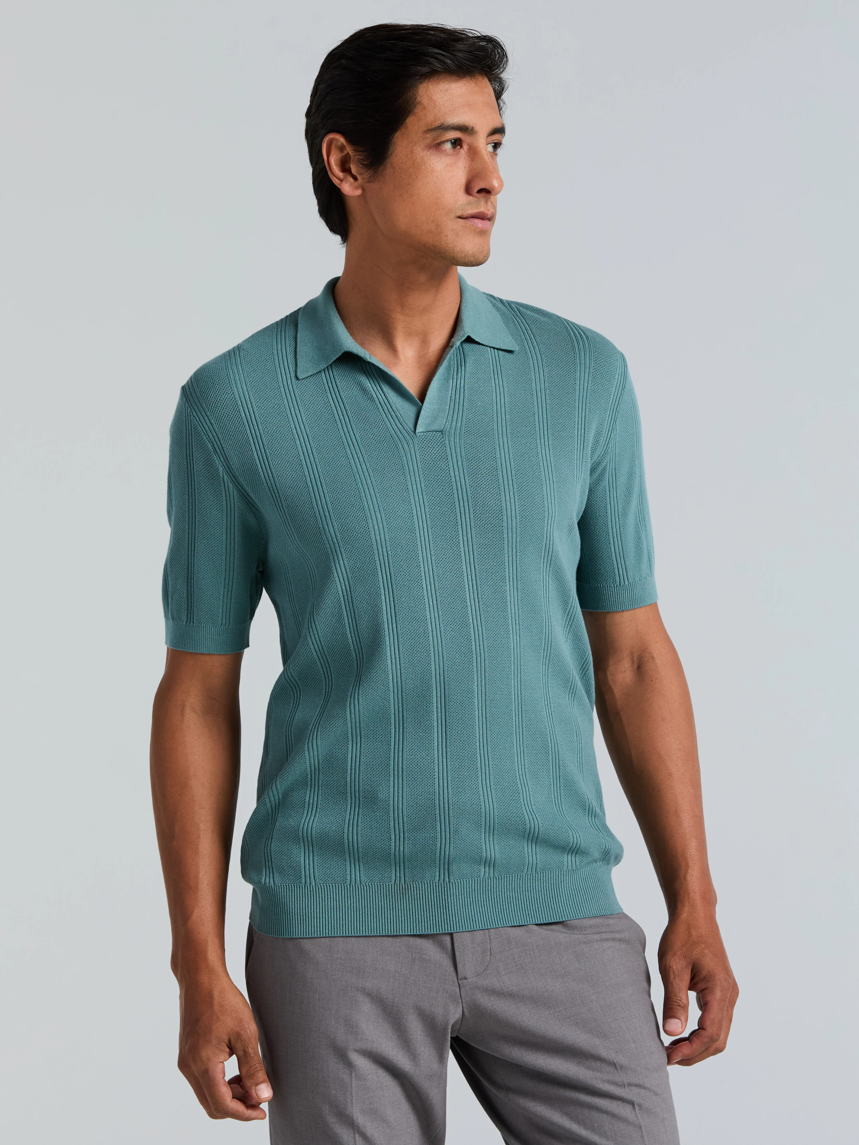 Mesh Stripe Sweater Polo - Image 7