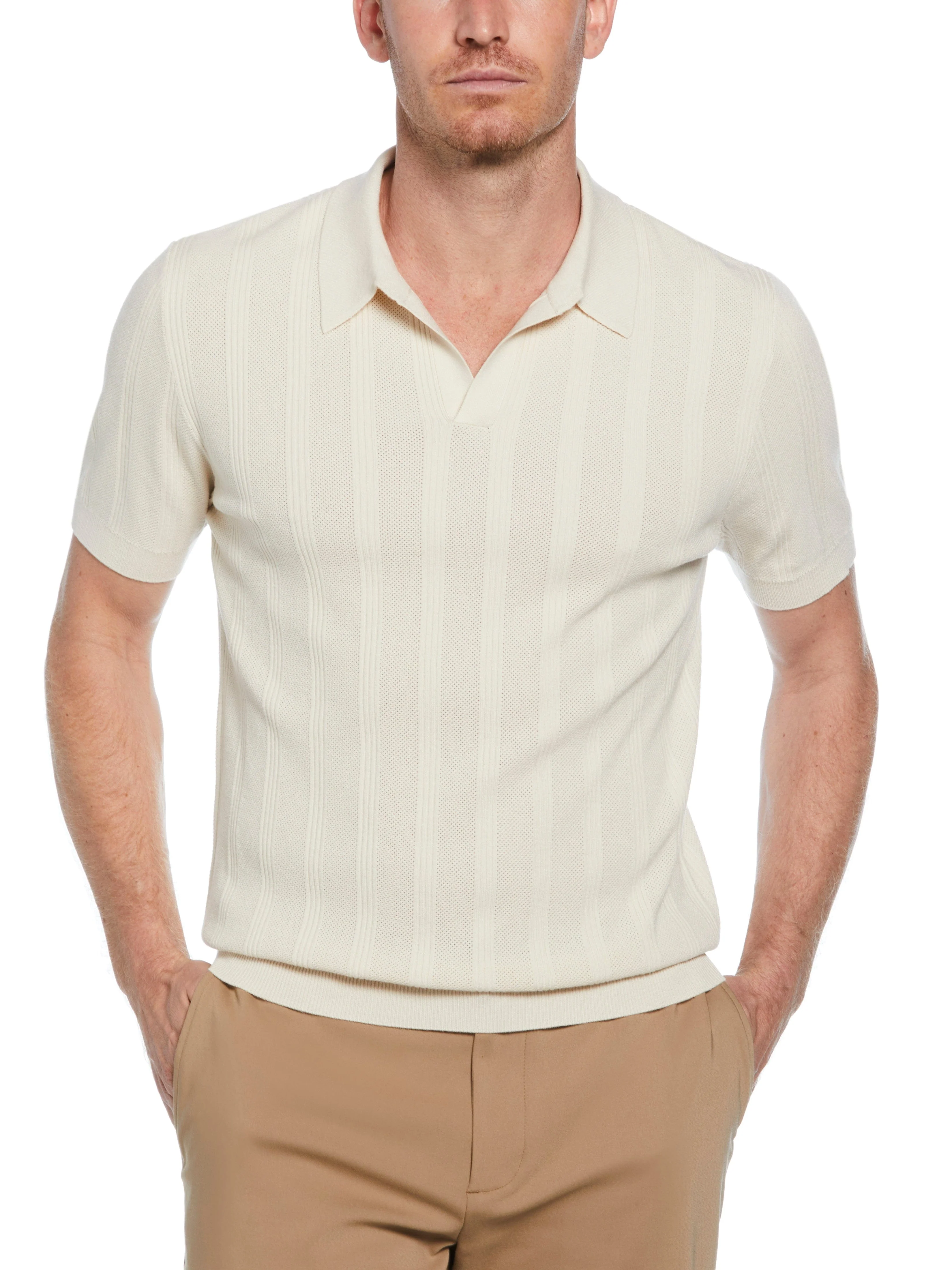 Mesh Stripe Sweater Polo