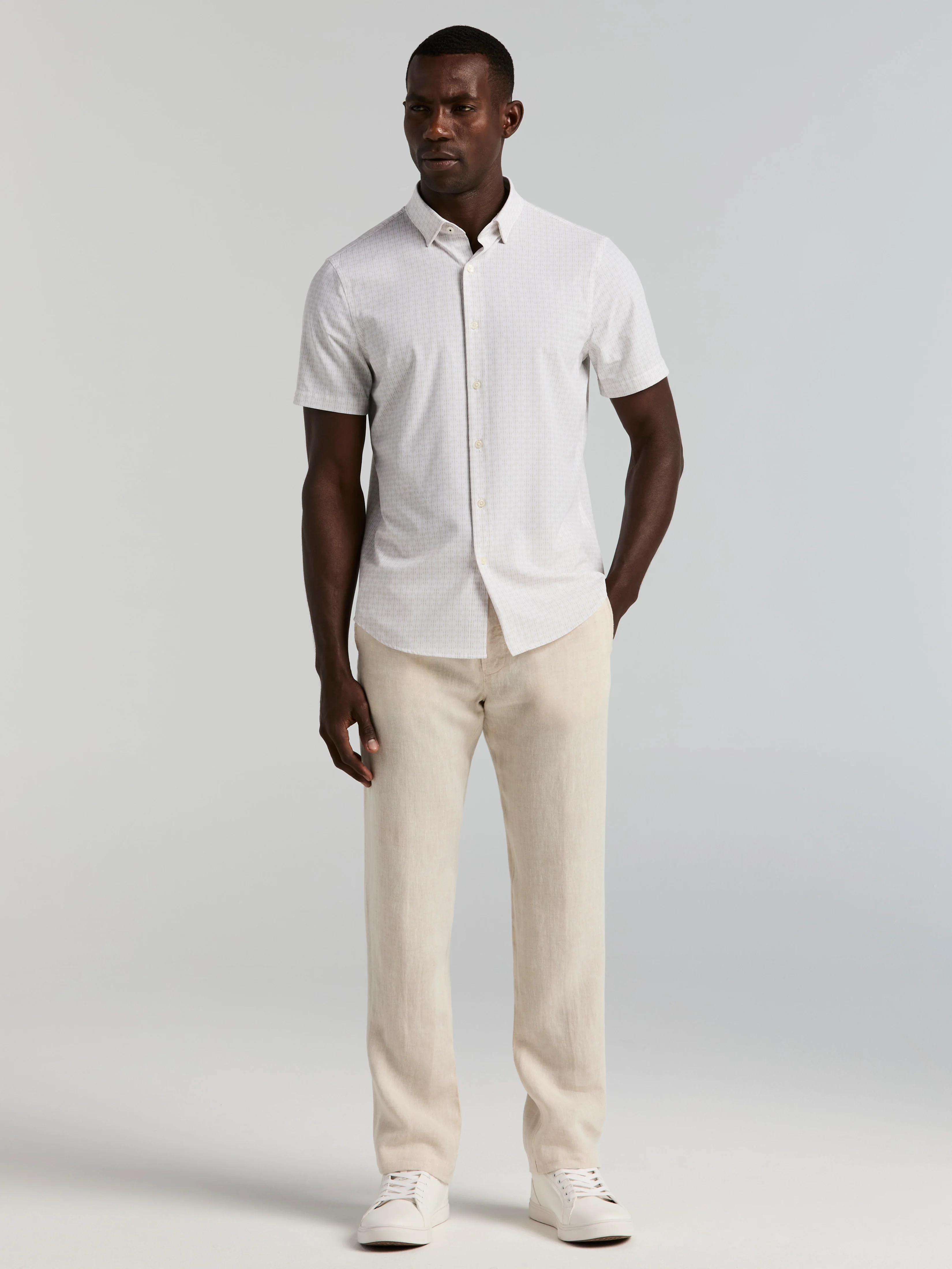 Slim Fit Abstract Micro-Print Shirt - Image 5