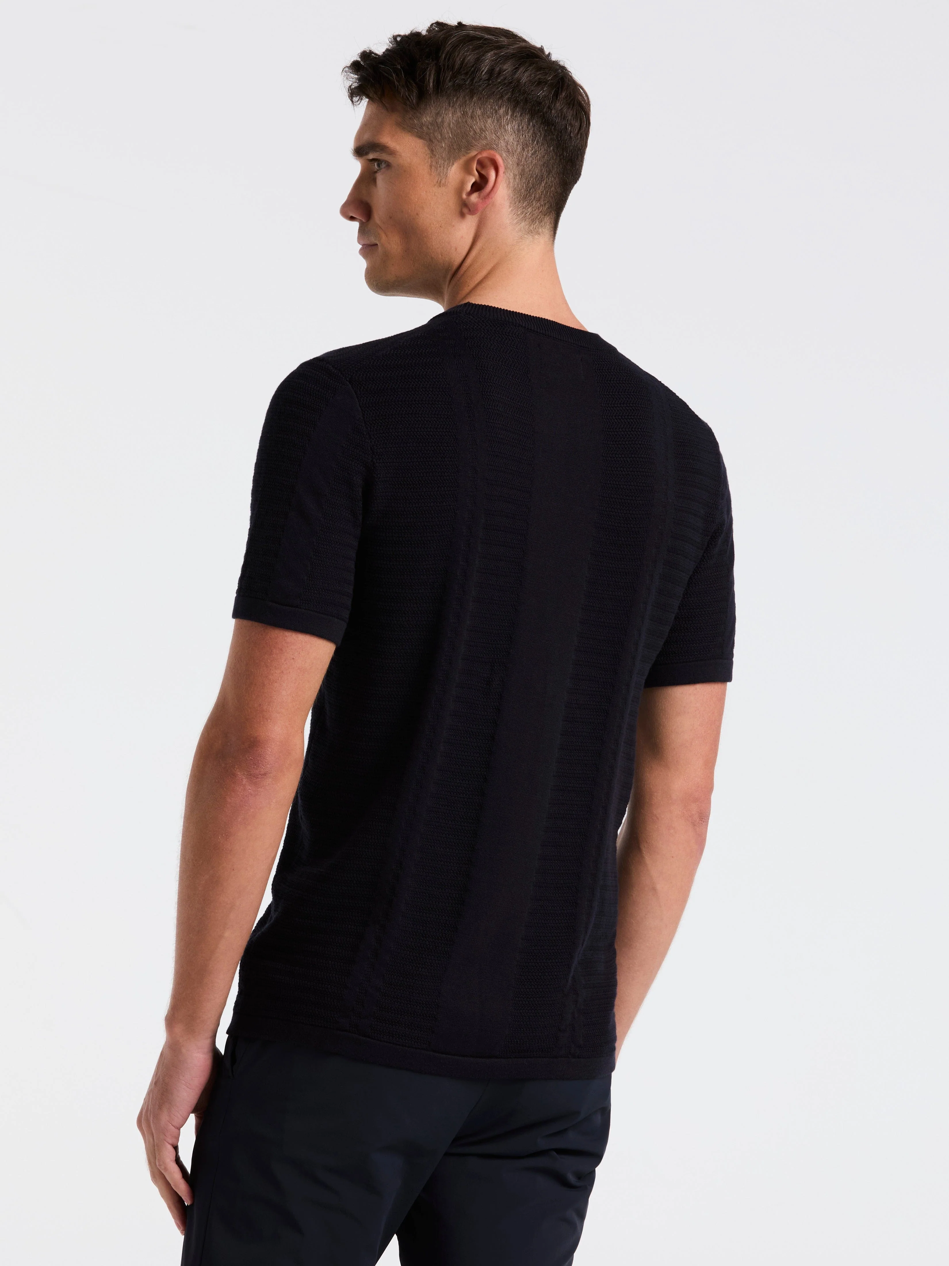 Textured Stripe Crew Neck Sweater Tee - Image 14