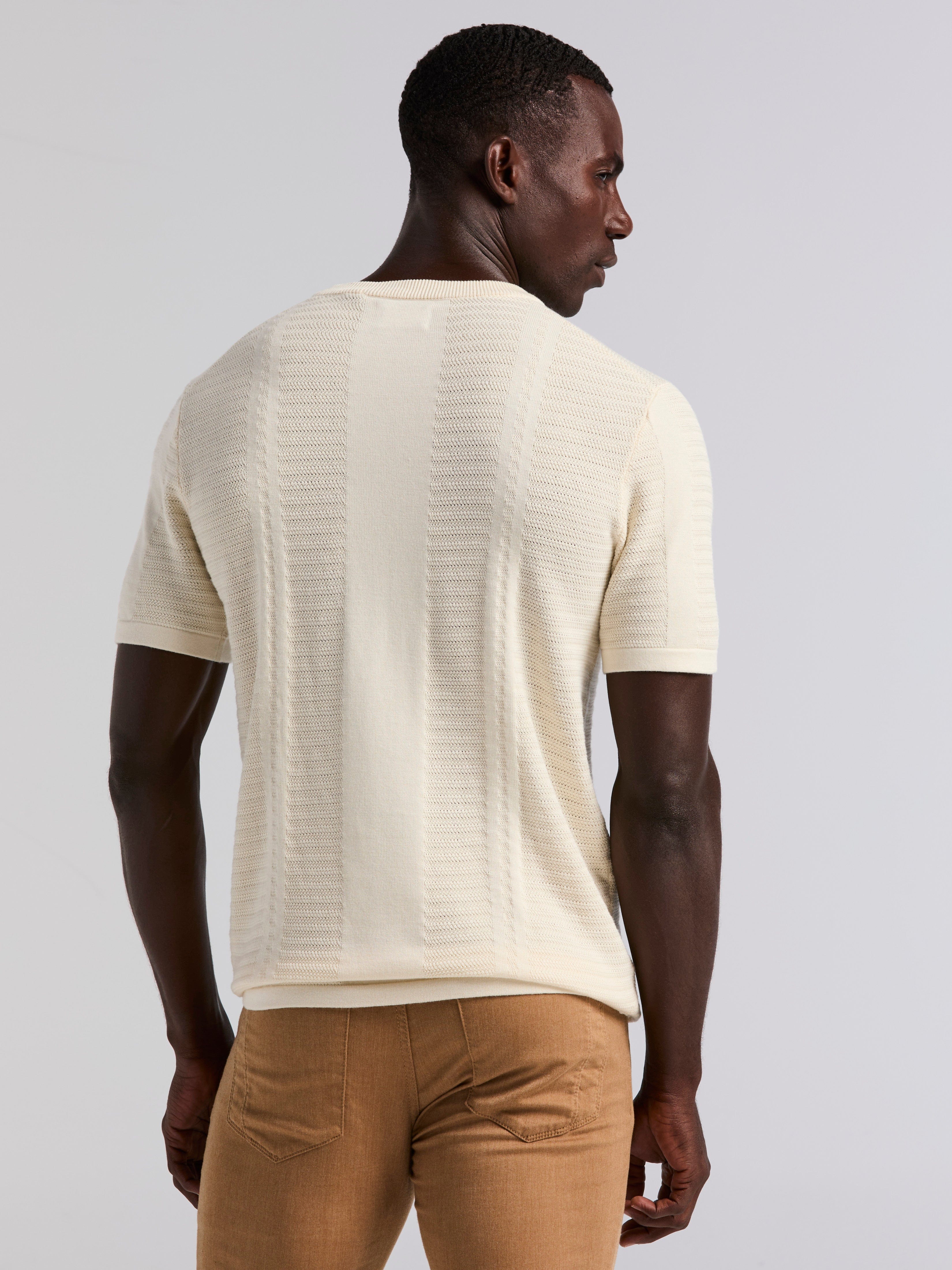 Textured Stripe Crew Neck Sweater Tee - Image 3
