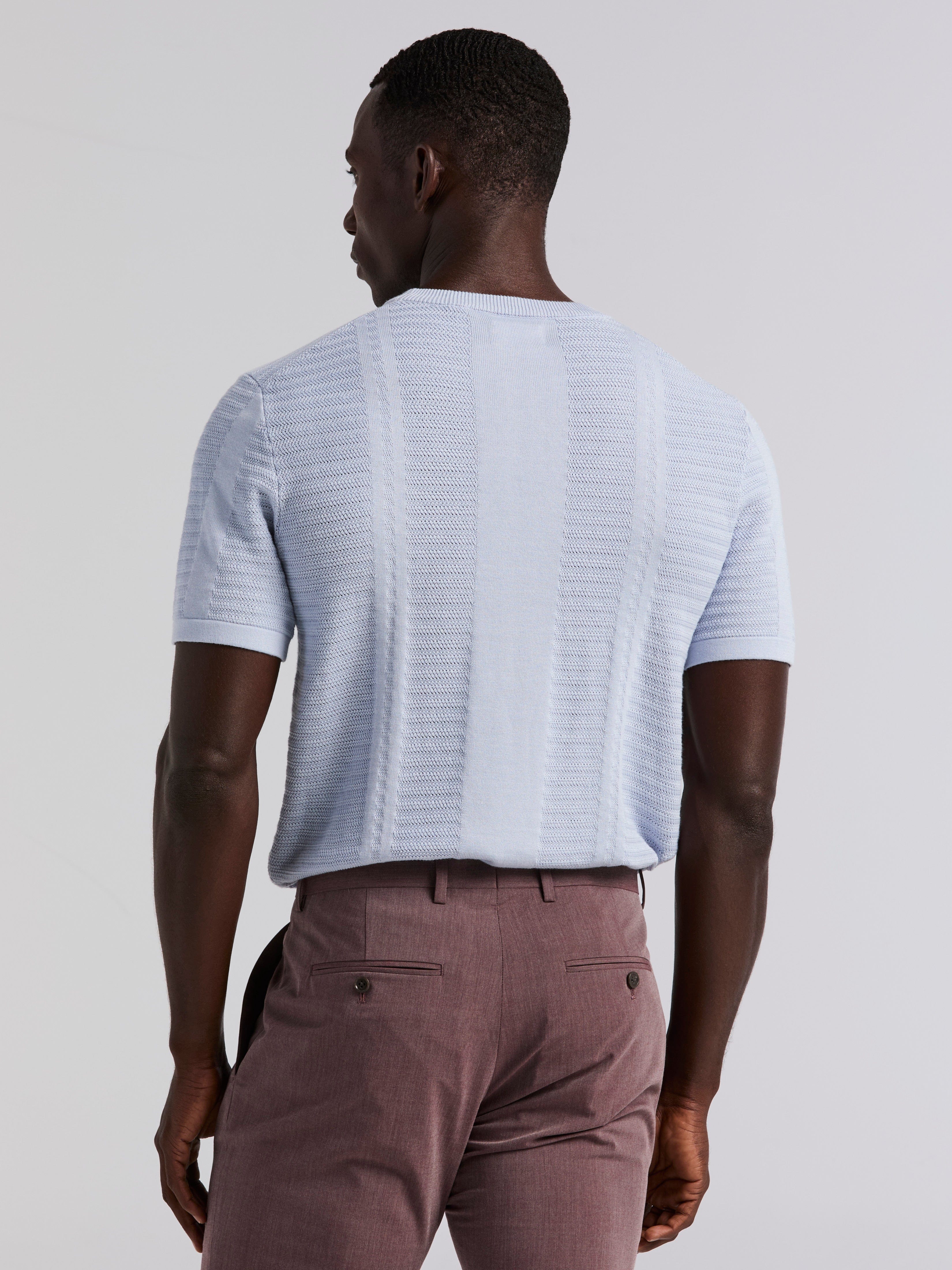 Textured Stripe Crew Neck Sweater Tee - Image 9