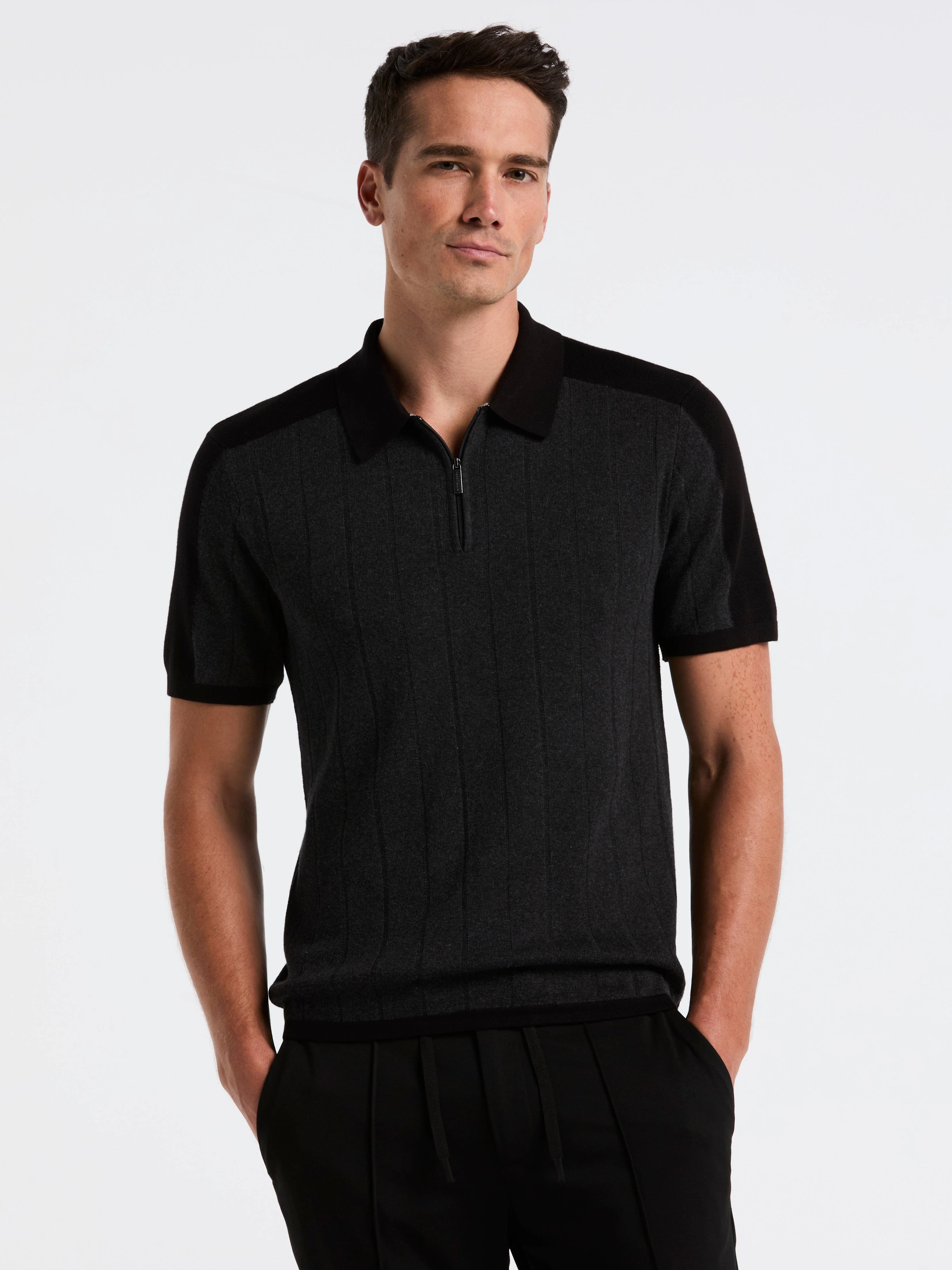 Short Sleeve Zip Polo Shirt