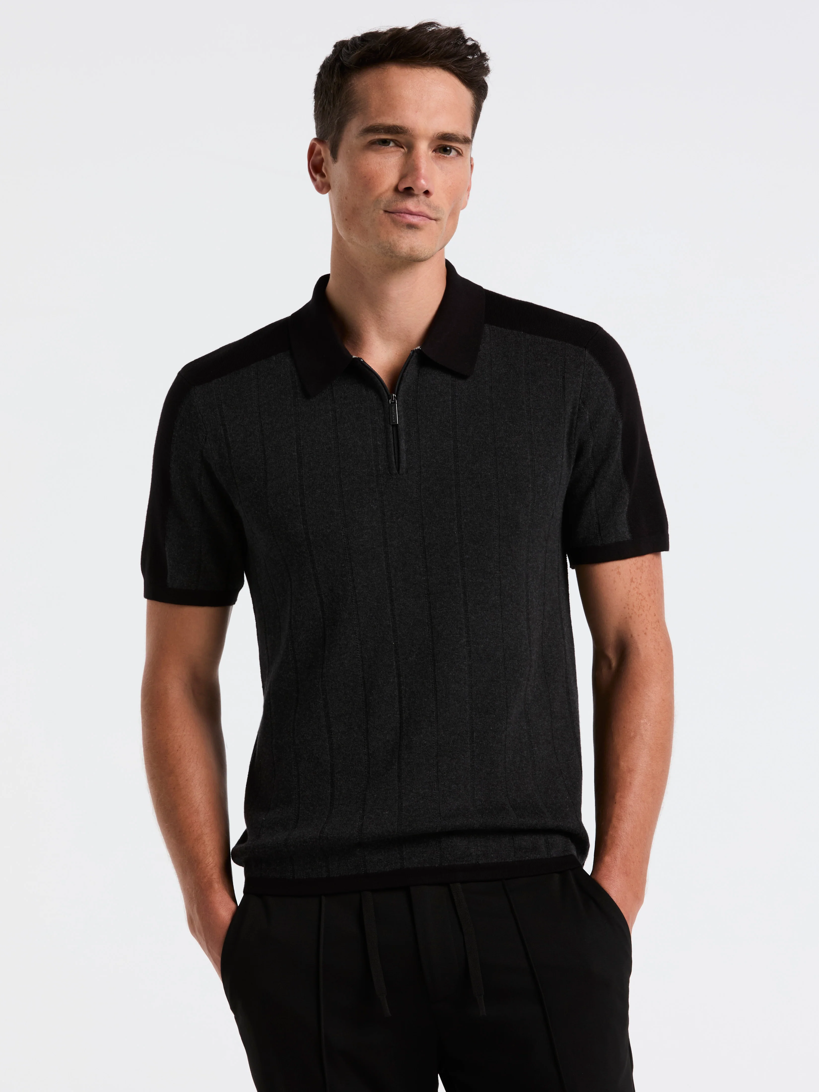 Short Sleeve Zip Polo Shirt - Image 6