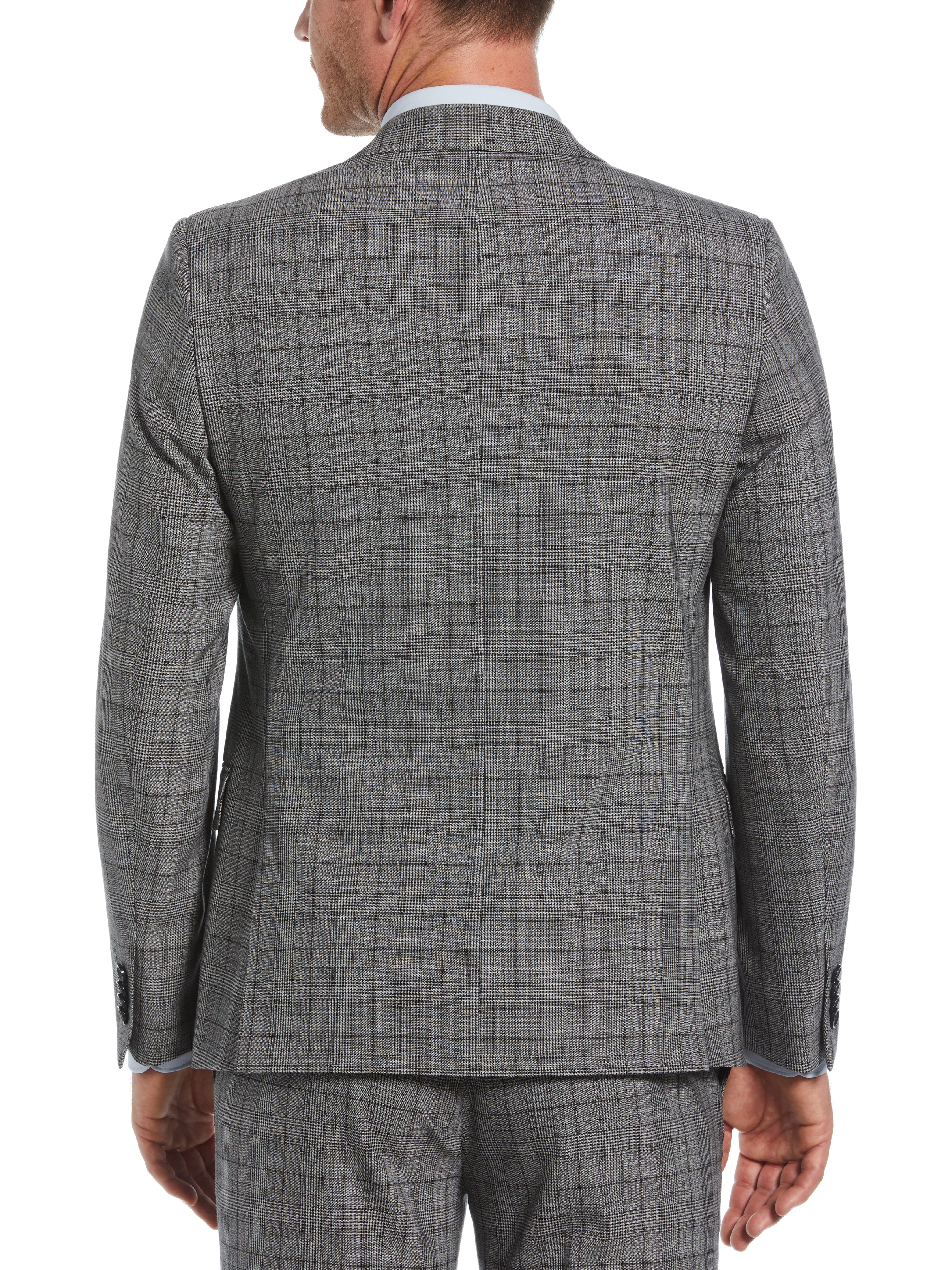 Skinny Fit Double Breasted Notch Collar Plaid Suit Jacket - Image 7