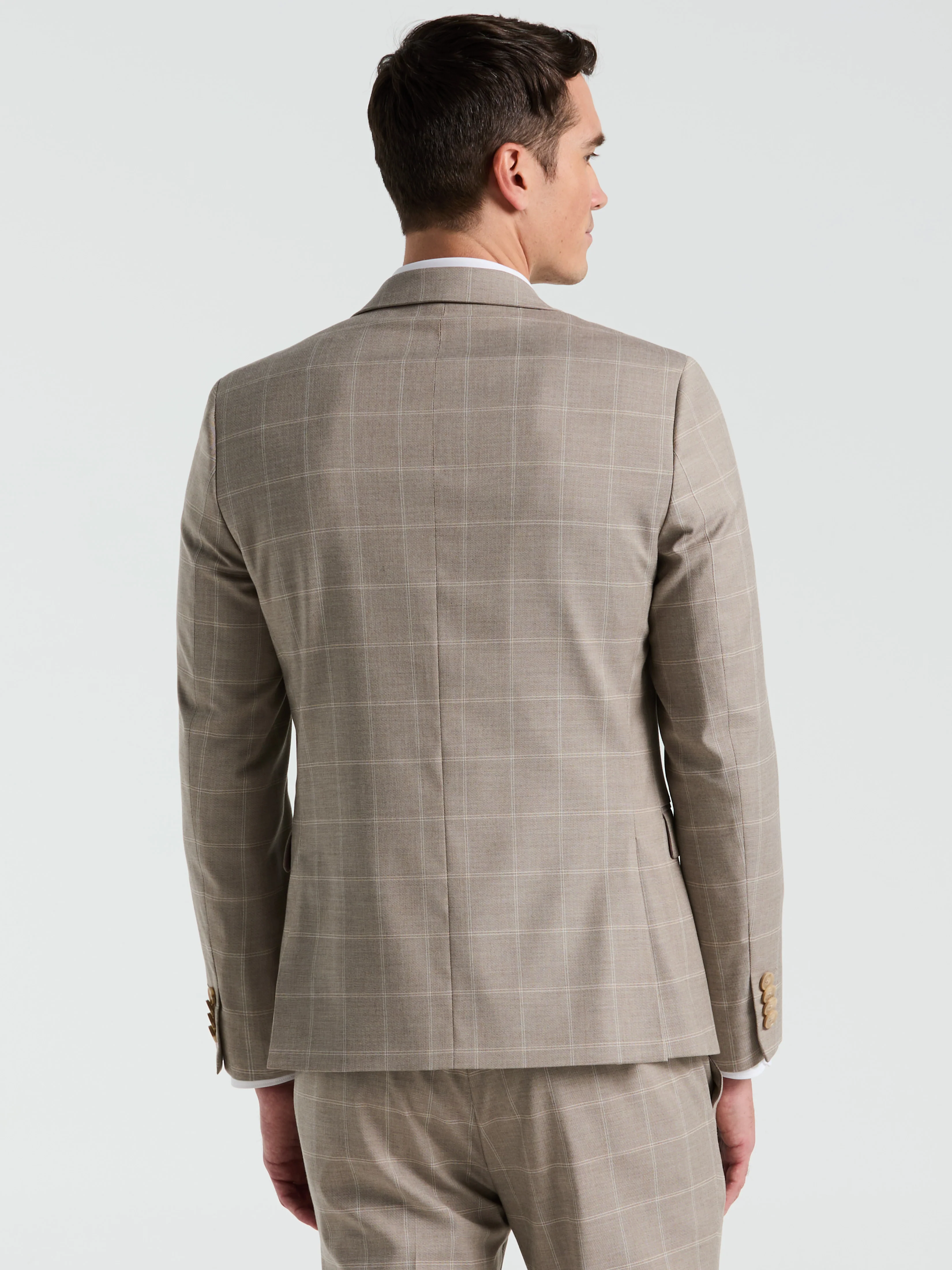 Skinny Fit Windowpane Pattern Suit Jacket - Image 5