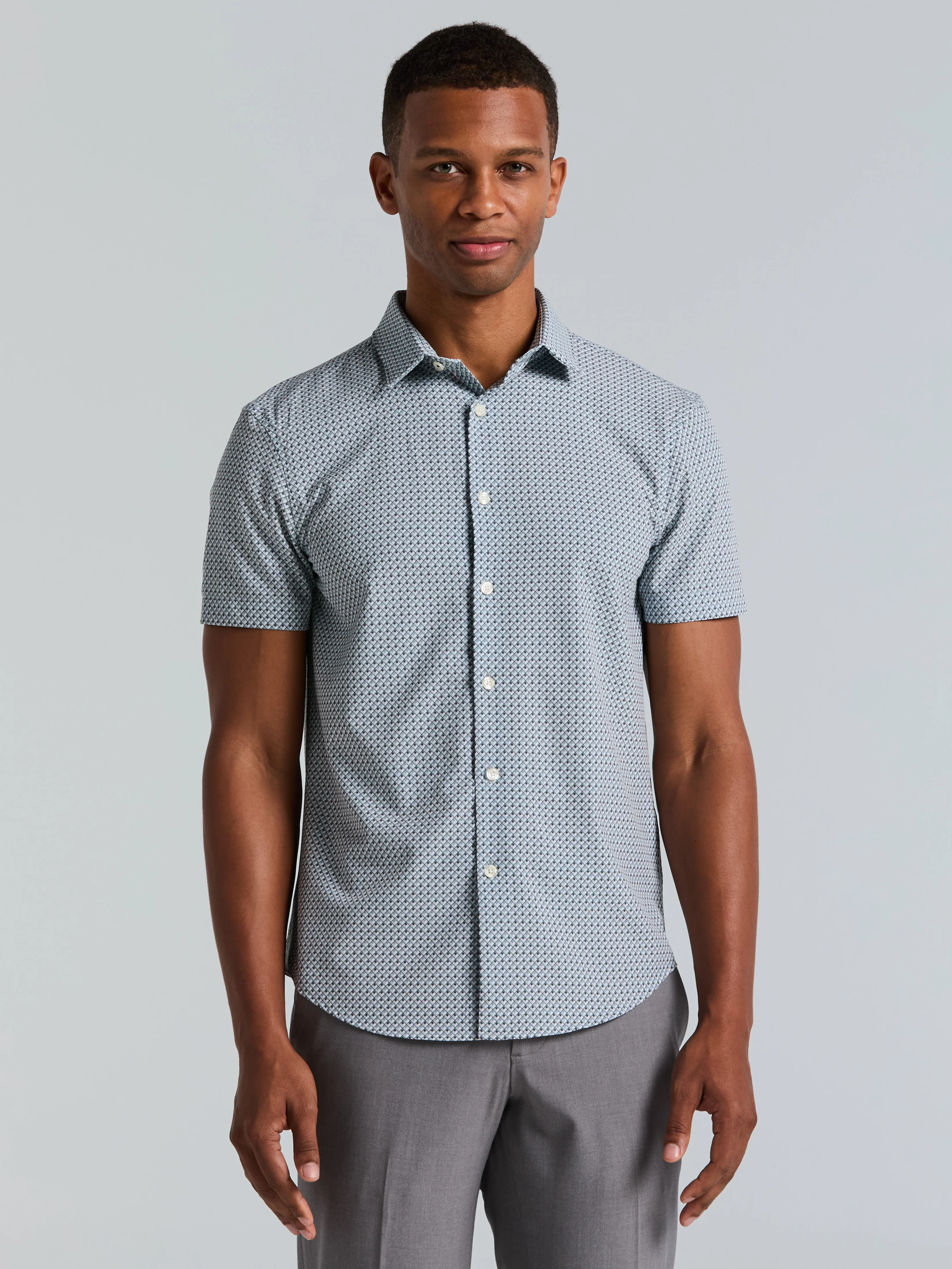 Slim Fit Cube Geometric Print Shirt