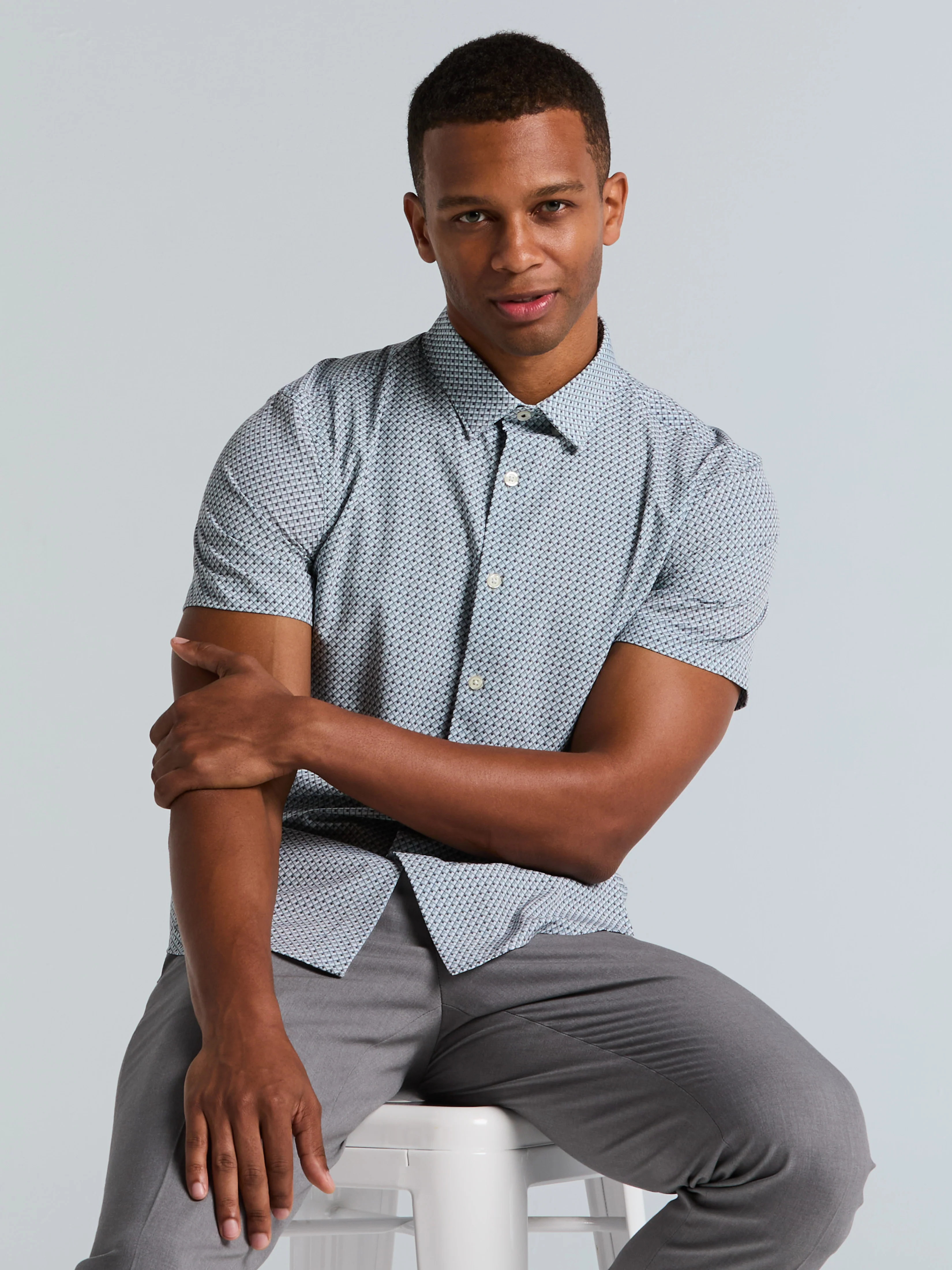Slim Fit Cube Geometric Print Shirt - Image 4