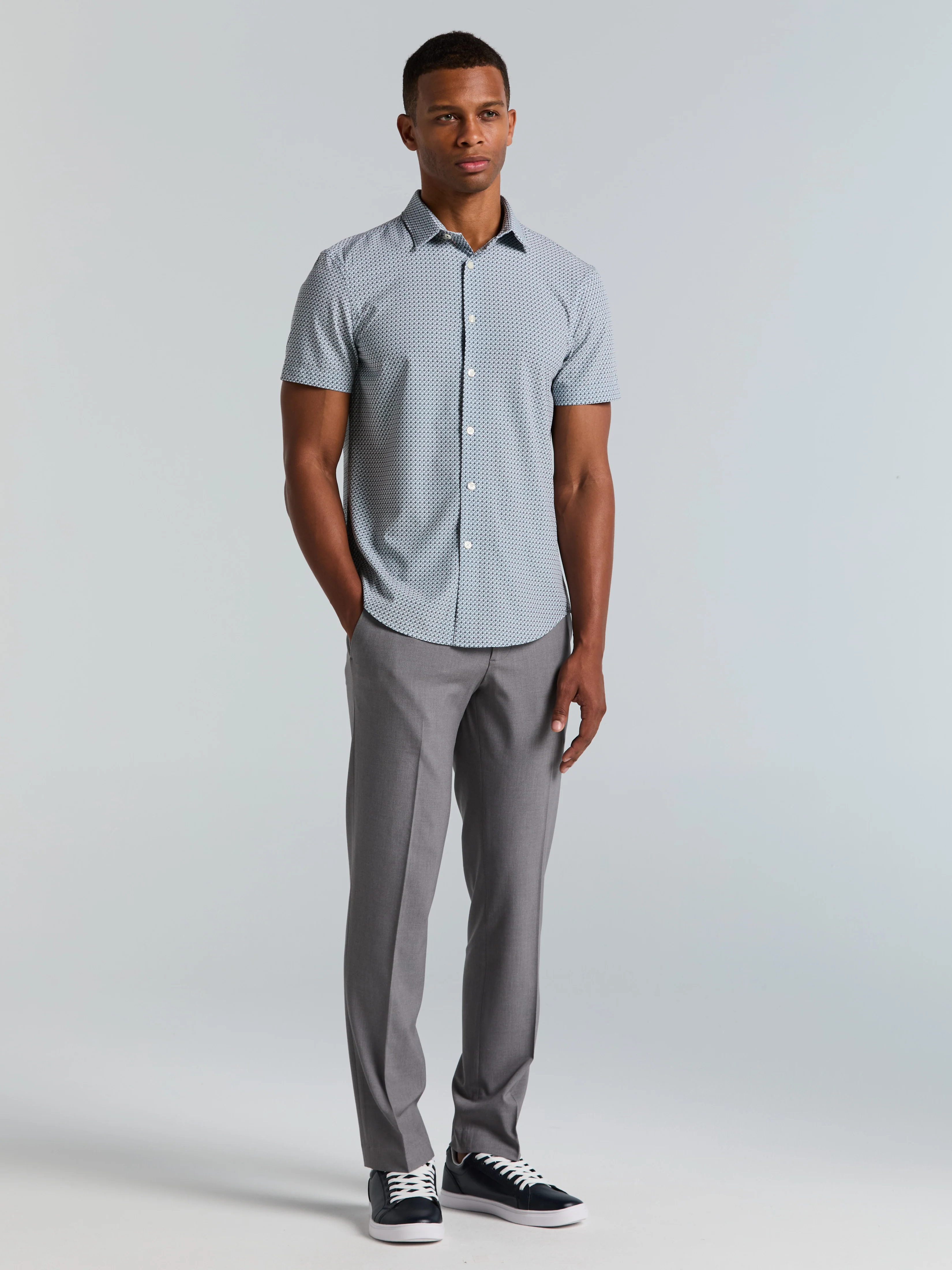 Slim Fit Cube Geometric Print Shirt - Image 6